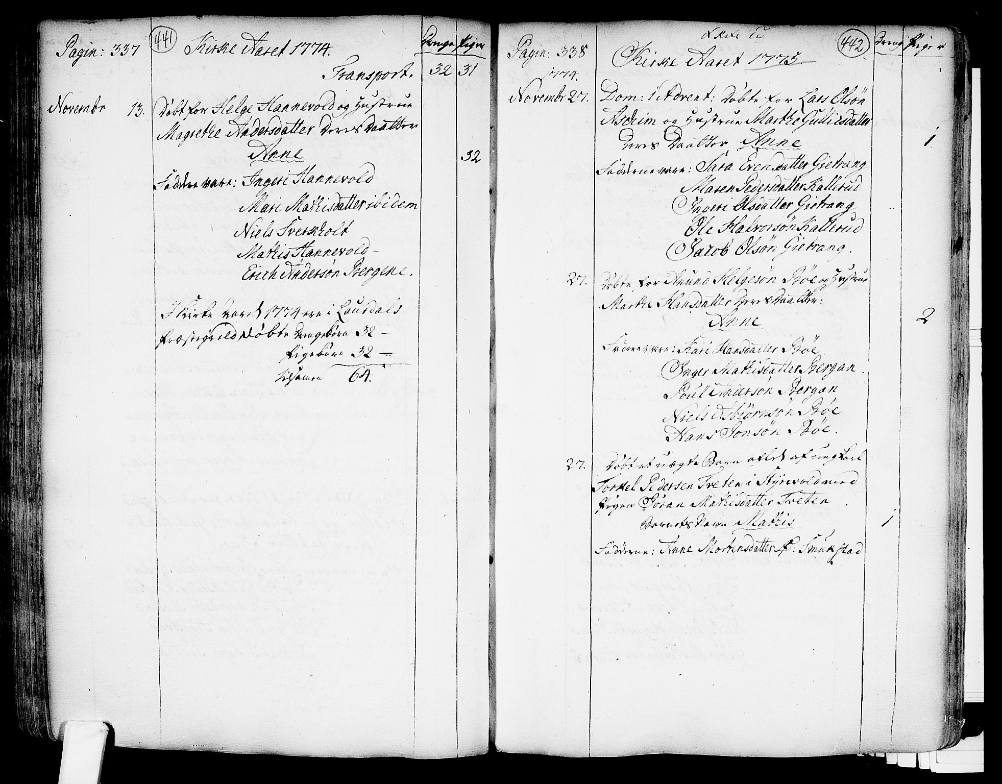 Lardal kirkebøker, AV/SAKO-A-350/F/Fa/L0003: Parish register (official) no. I 3, 1733-1815, p. 441-442