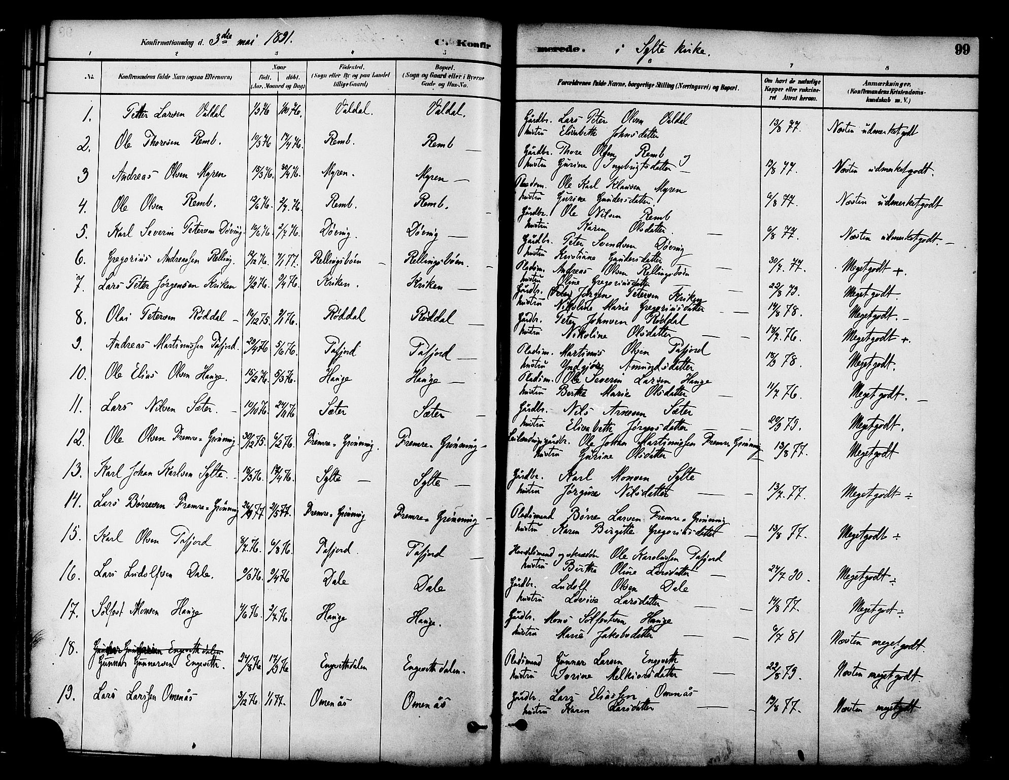 Ministerialprotokoller, klokkerbøker og fødselsregistre - Møre og Romsdal, AV/SAT-A-1454/519/L0255: Parish register (official) no. 519A14, 1884-1908, p. 99
