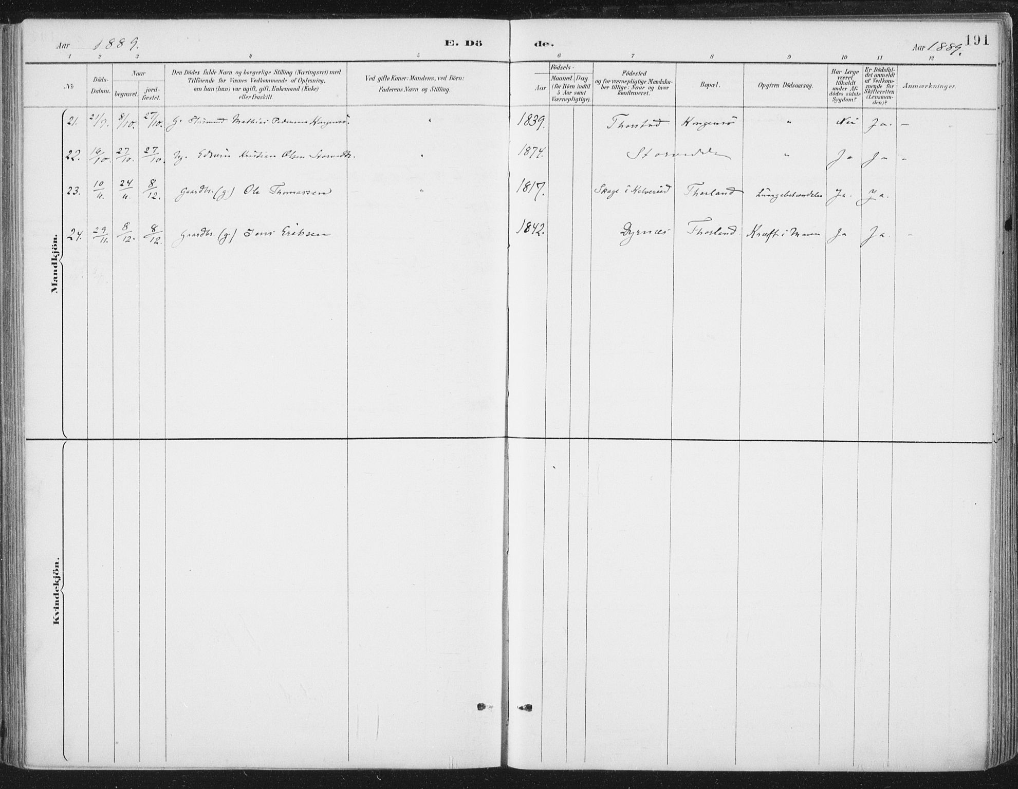 Ministerialprotokoller, klokkerbøker og fødselsregistre - Nord-Trøndelag, AV/SAT-A-1458/784/L0673: Parish register (official) no. 784A08, 1888-1899, p. 191