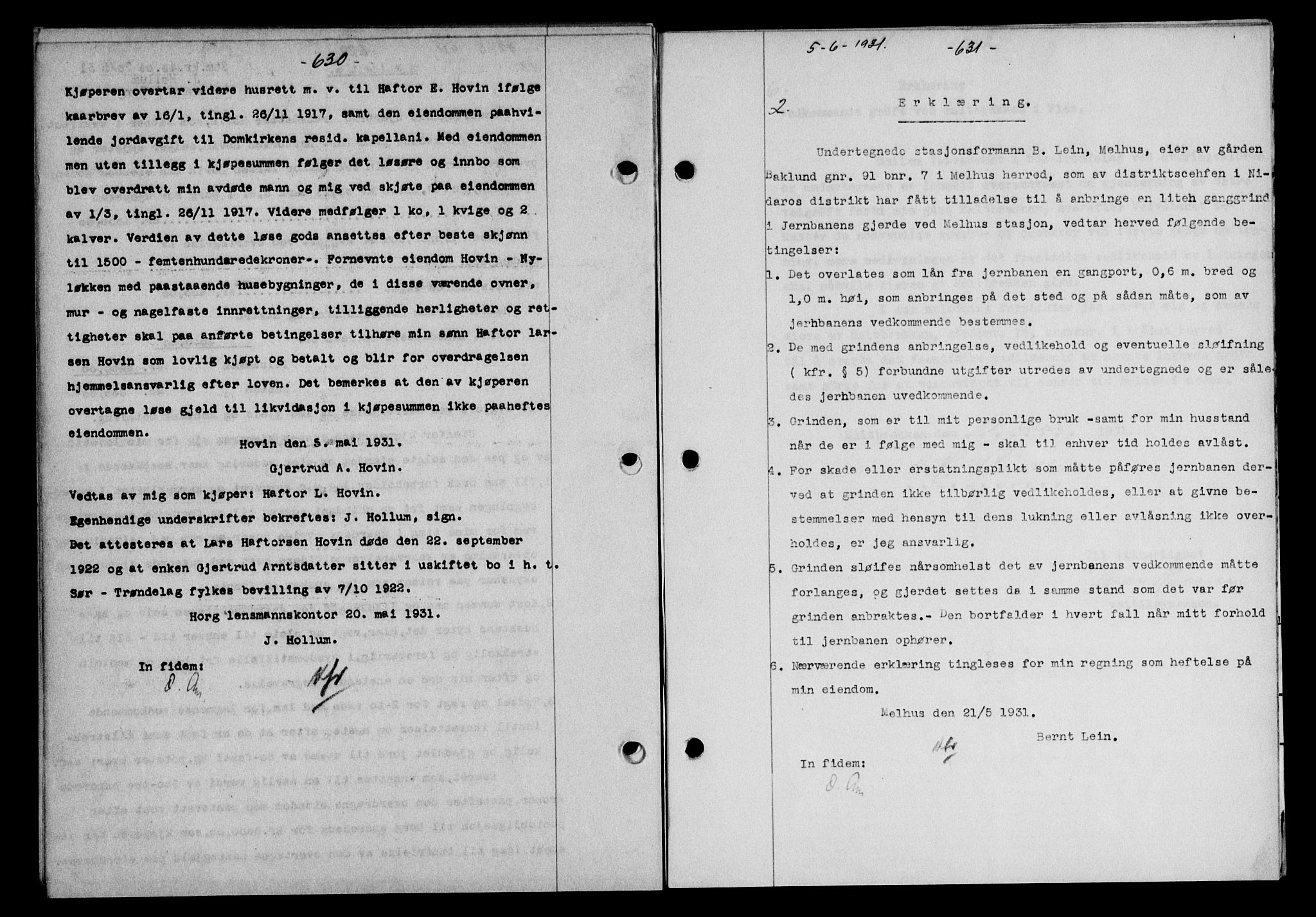 Gauldal sorenskriveri, AV/SAT-A-0014/1/2/2C/L0041: Mortgage book no. 42-43, 1930-1931, Deed date: 05.06.1931