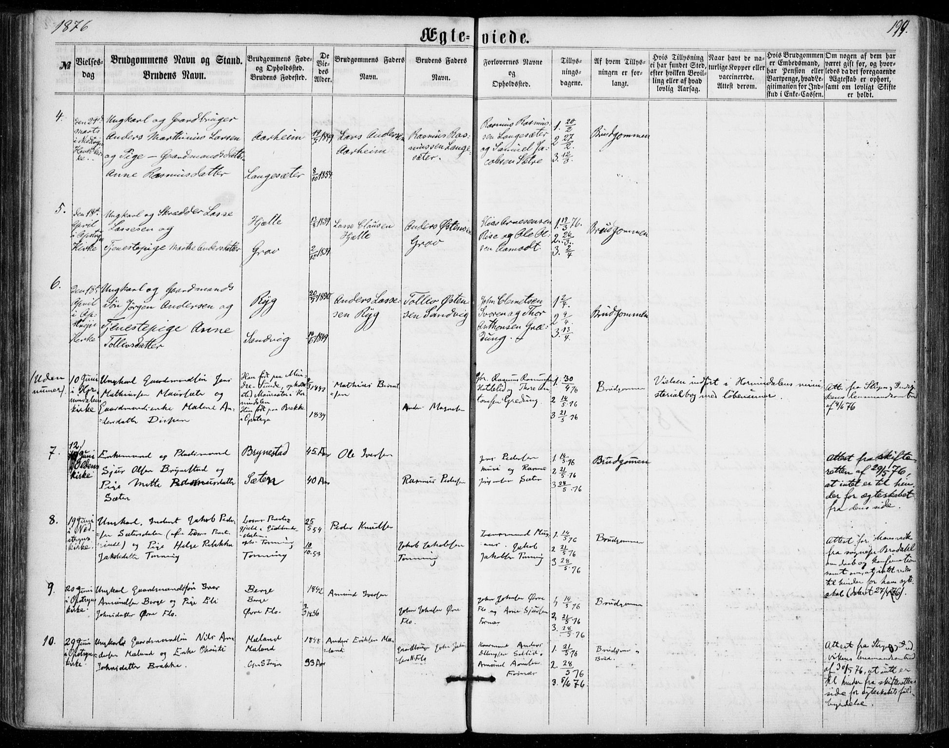 Stryn Sokneprestembete, SAB/A-82501: Parish register (official) no. A 3, 1862-1877, p. 199