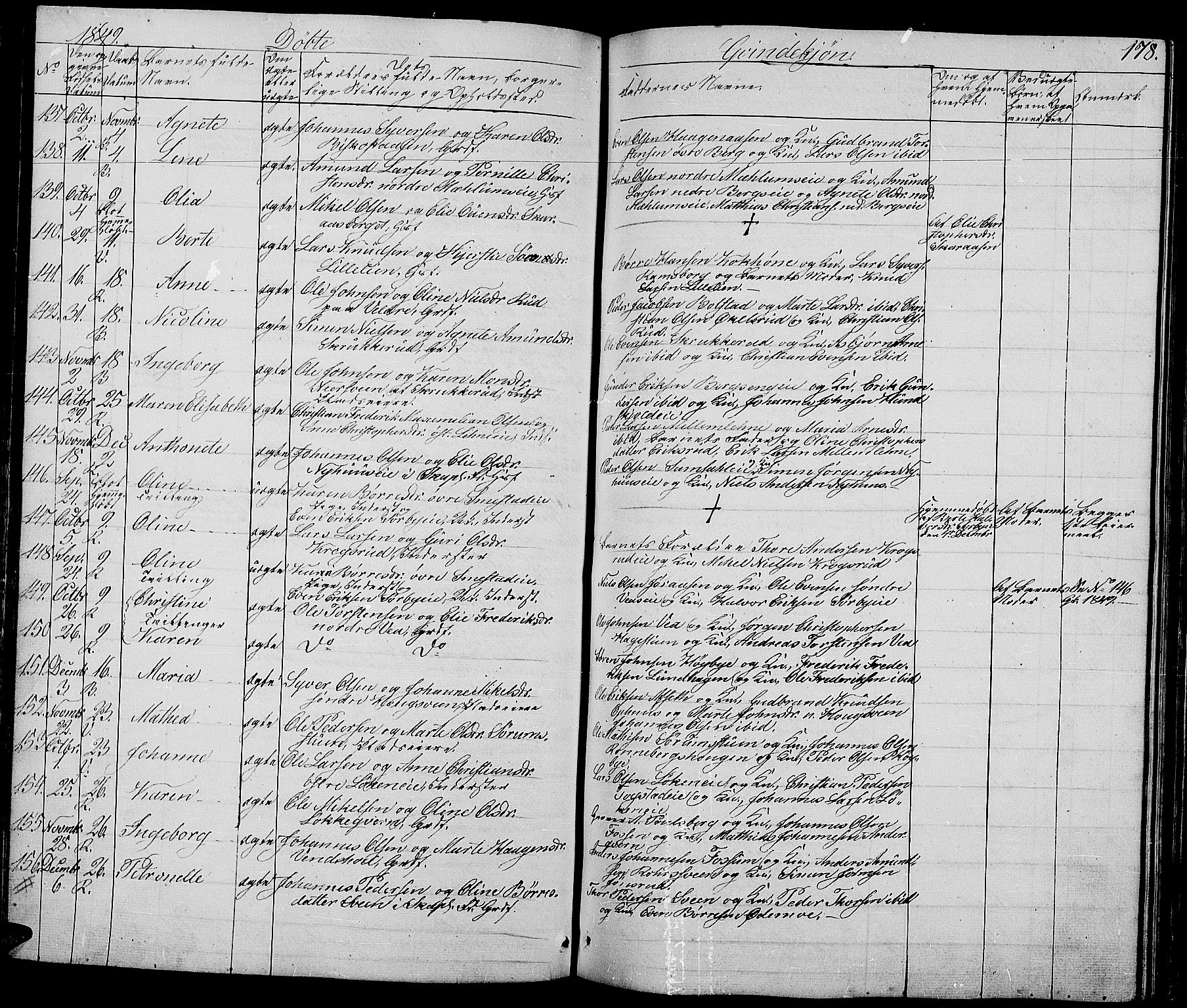 Ringsaker prestekontor, AV/SAH-PREST-014/L/La/L0005: Parish register (copy) no. 5, 1839-1850, p. 178