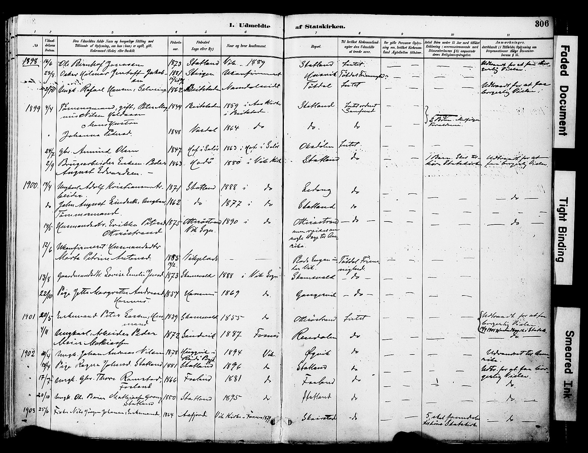 Ministerialprotokoller, klokkerbøker og fødselsregistre - Nord-Trøndelag, SAT/A-1458/774/L0628: Parish register (official) no. 774A02, 1887-1903, p. 306