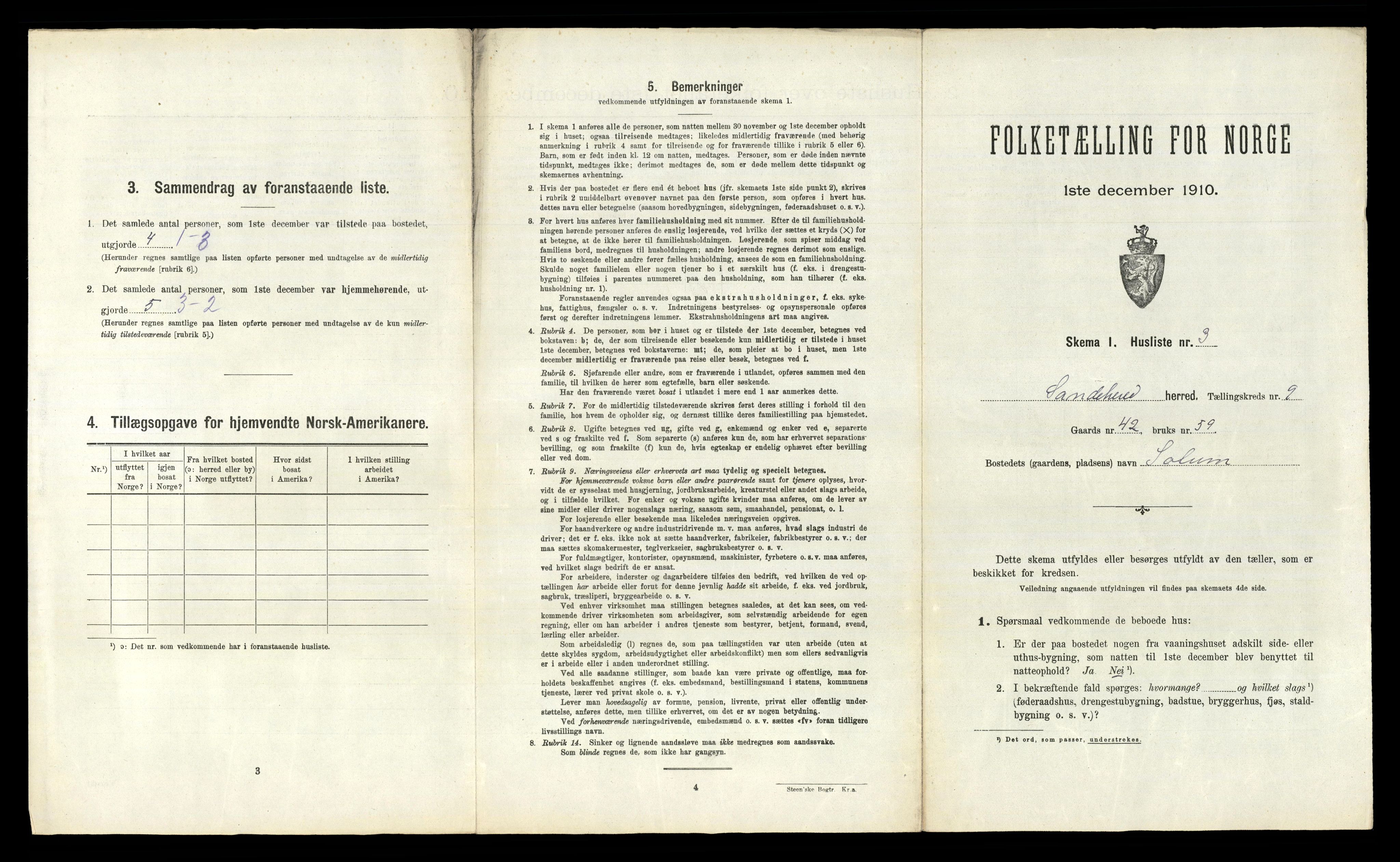 RA, 1910 census for Sandeherred, 1910, p. 1681