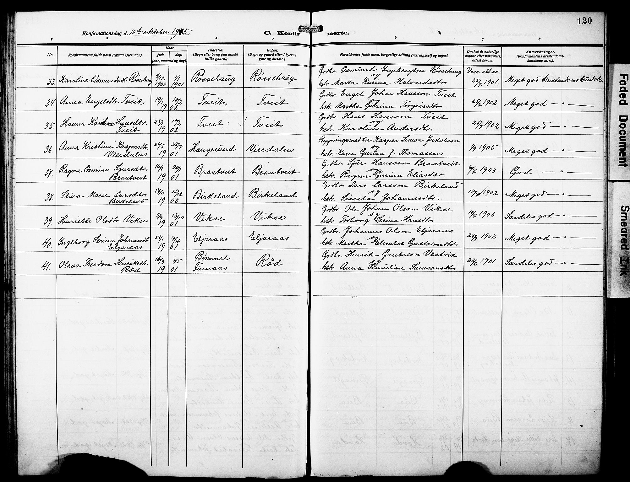 Sveio Sokneprestembete, AV/SAB-A-78501/H/Hab: Parish register (copy) no. A 5, 1911-1926, p. 120