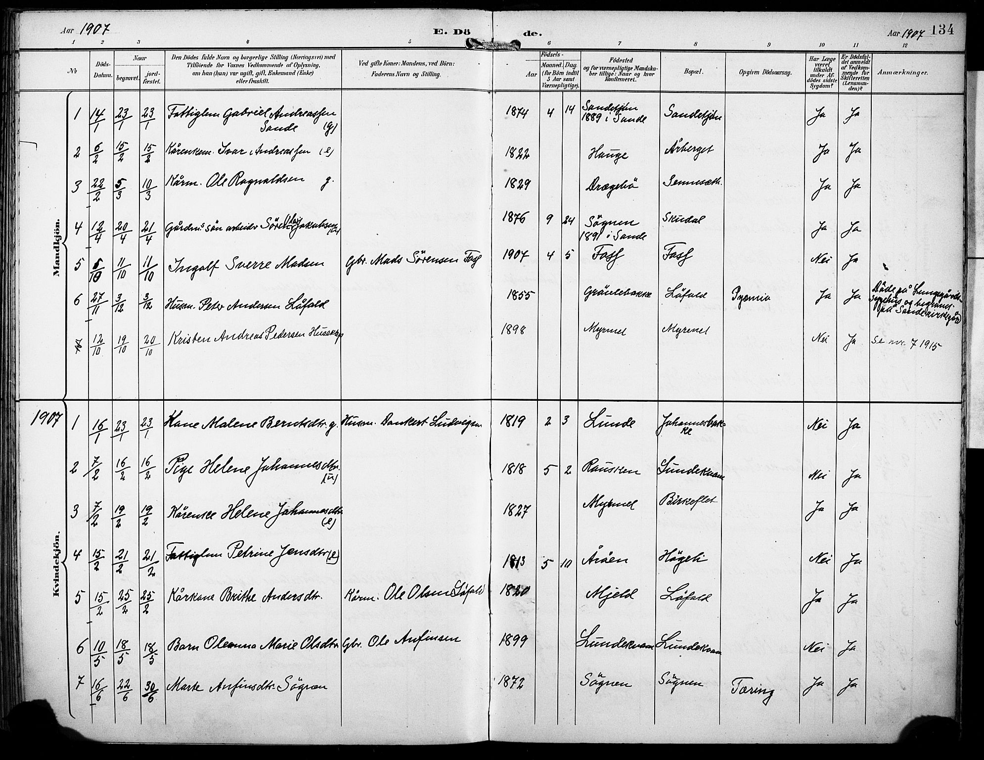 Gaular sokneprestembete, SAB/A-80001/H/Haa: Parish register (official) no. B 2, 1898-1911, p. 134