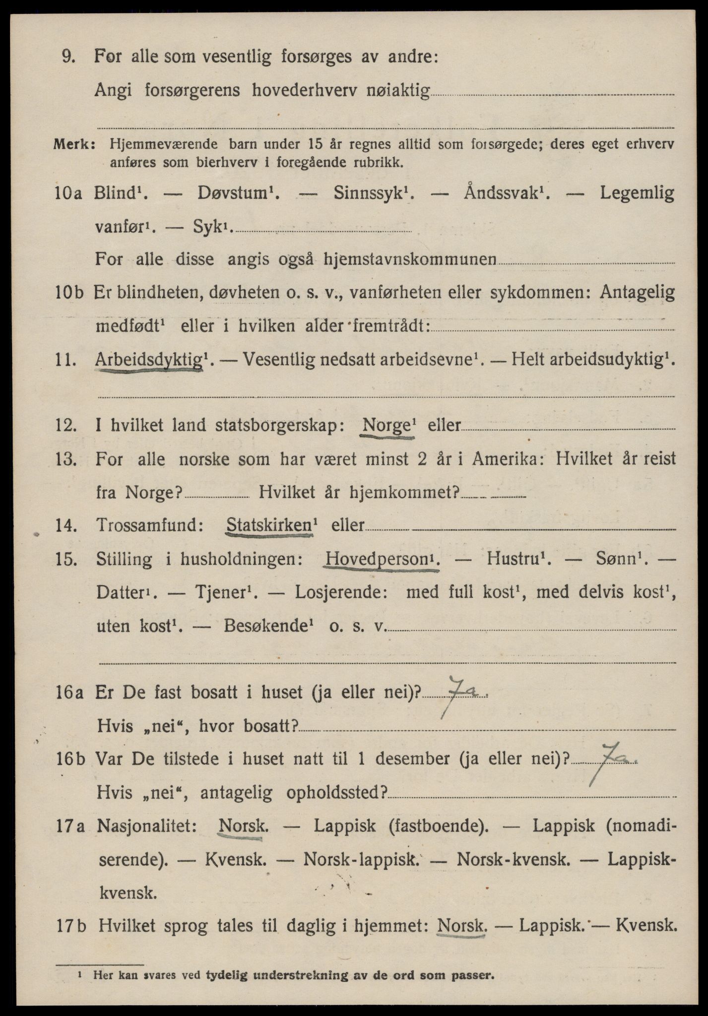 SAT, 1920 census for Rennebu, 1920, p. 2537