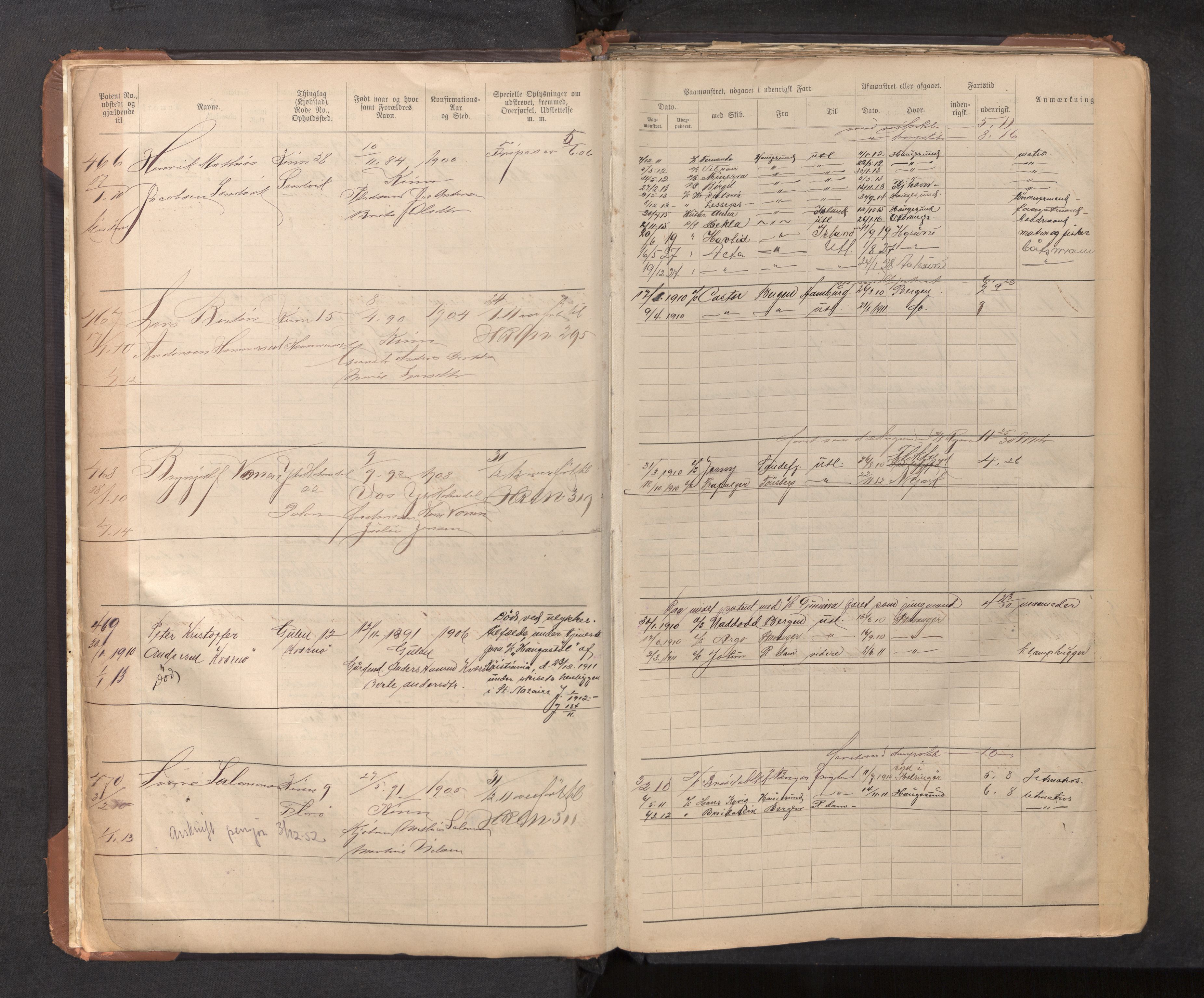 Innrulleringssjefen i Bergen, AV/SAB-A-100050/F/Ff/L0002: Sjøfarts-annotasjonsrulle, nr. 436 - 2528, 1908-1938