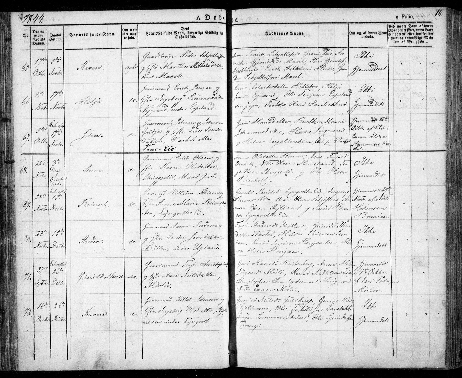 Froland sokneprestkontor, AV/SAK-1111-0013/F/Fa/L0001: Parish register (official) no. A 1, 1827-1844, p. 76