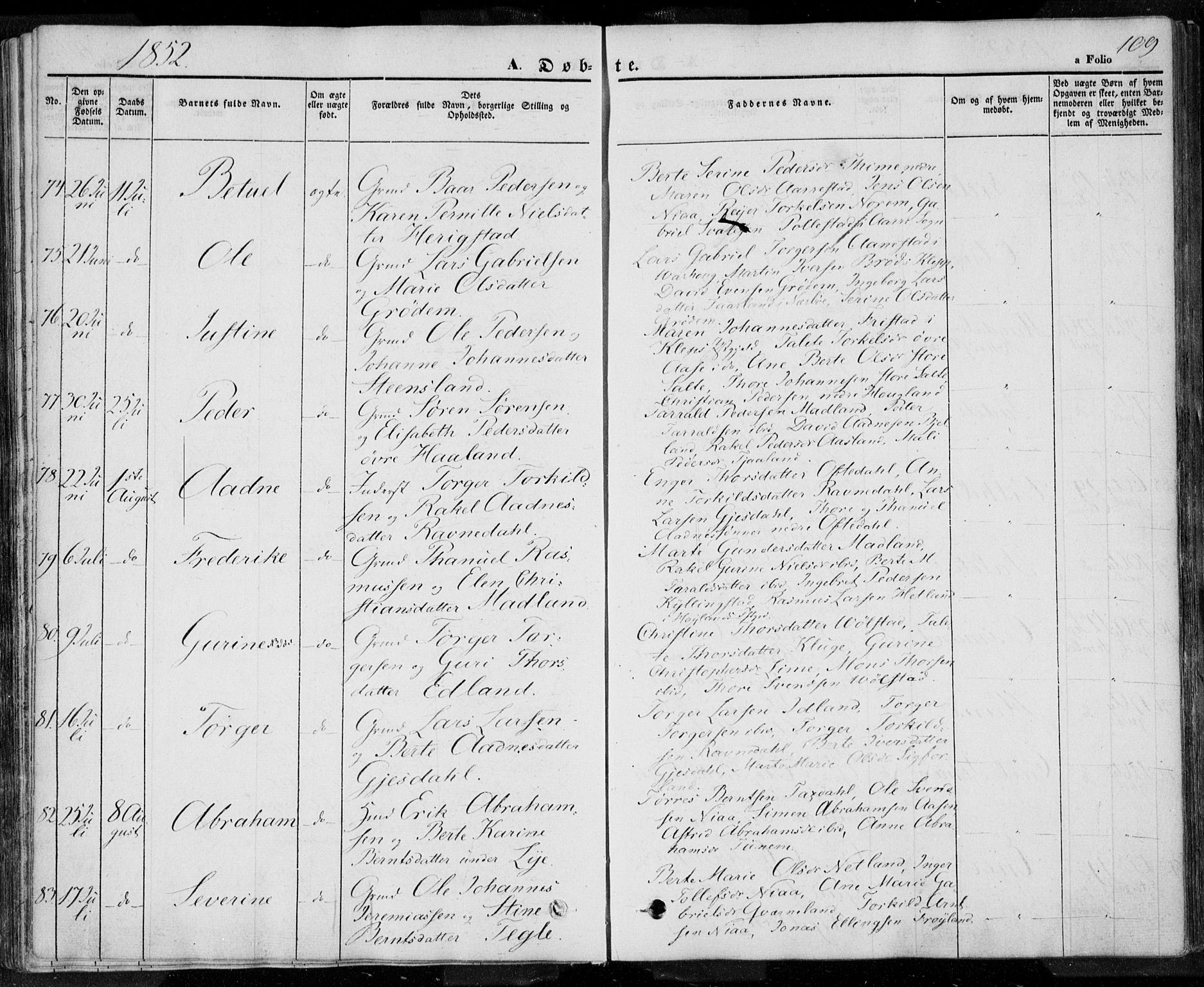 Lye sokneprestkontor, SAST/A-101794/001/30BA/L0005: Parish register (official) no. A 5.1, 1842-1855, p. 109