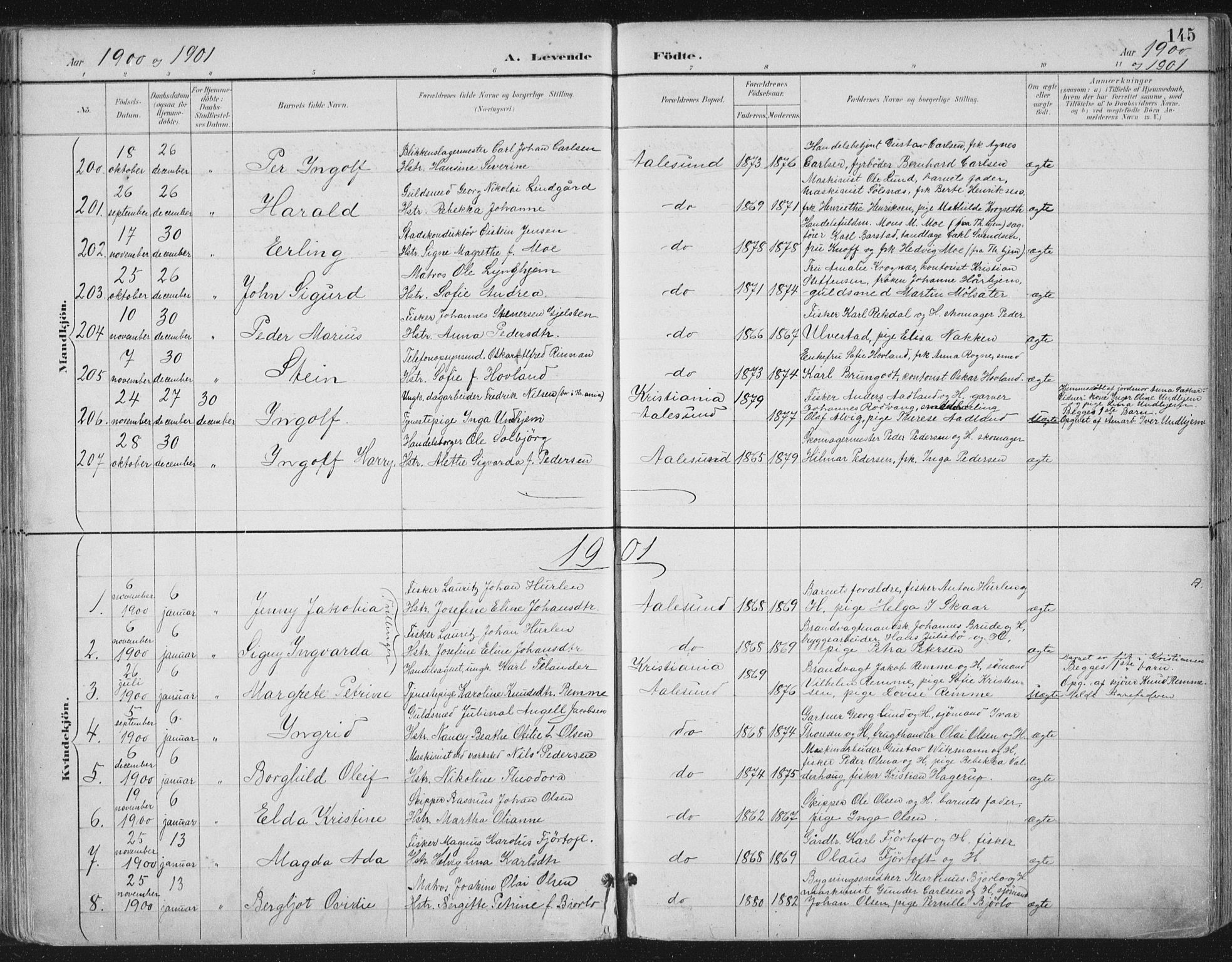 Ministerialprotokoller, klokkerbøker og fødselsregistre - Møre og Romsdal, SAT/A-1454/529/L0456: Parish register (official) no. 529A06, 1894-1906, p. 145