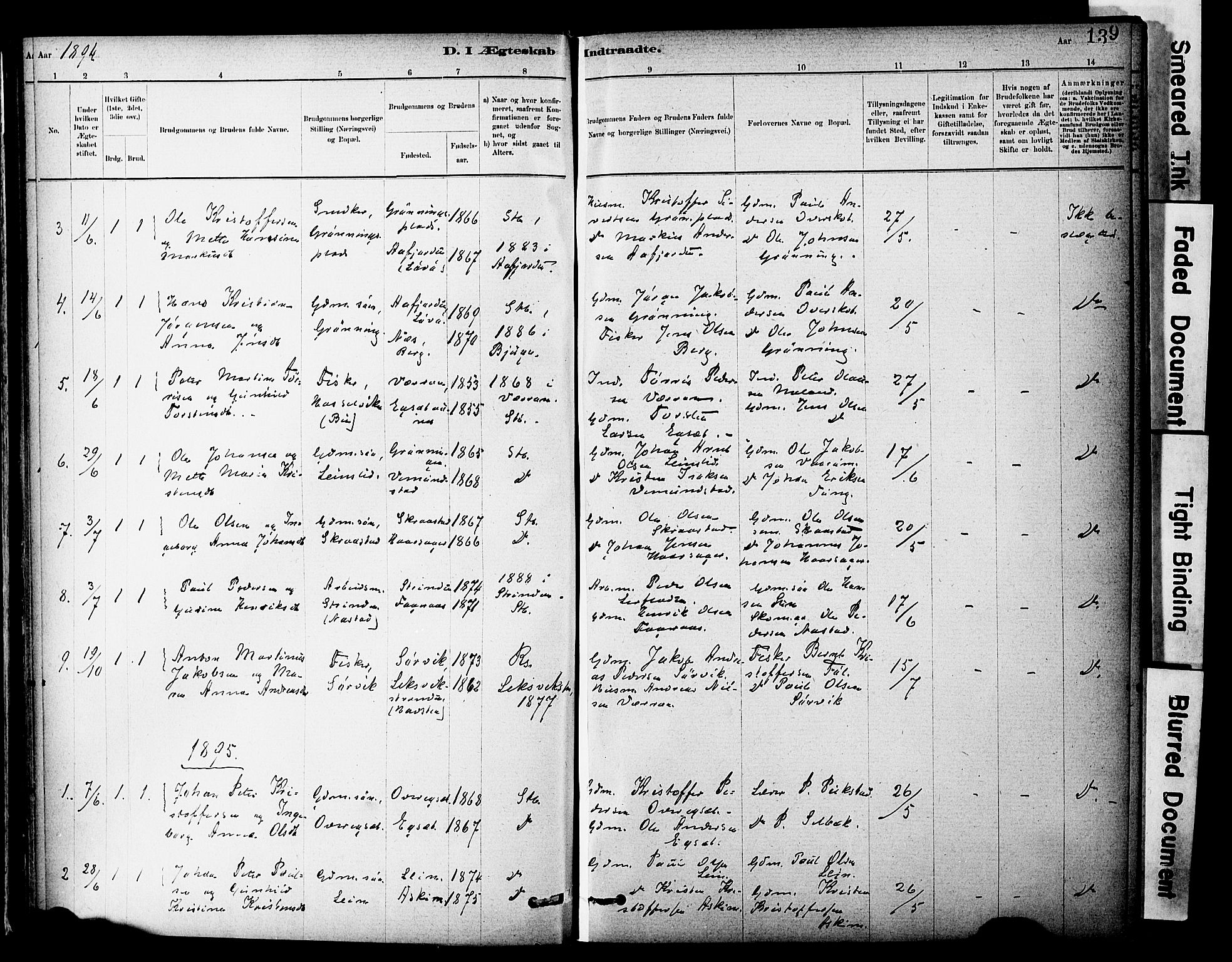 Ministerialprotokoller, klokkerbøker og fødselsregistre - Sør-Trøndelag, SAT/A-1456/646/L0615: Parish register (official) no. 646A13, 1885-1900, p. 139