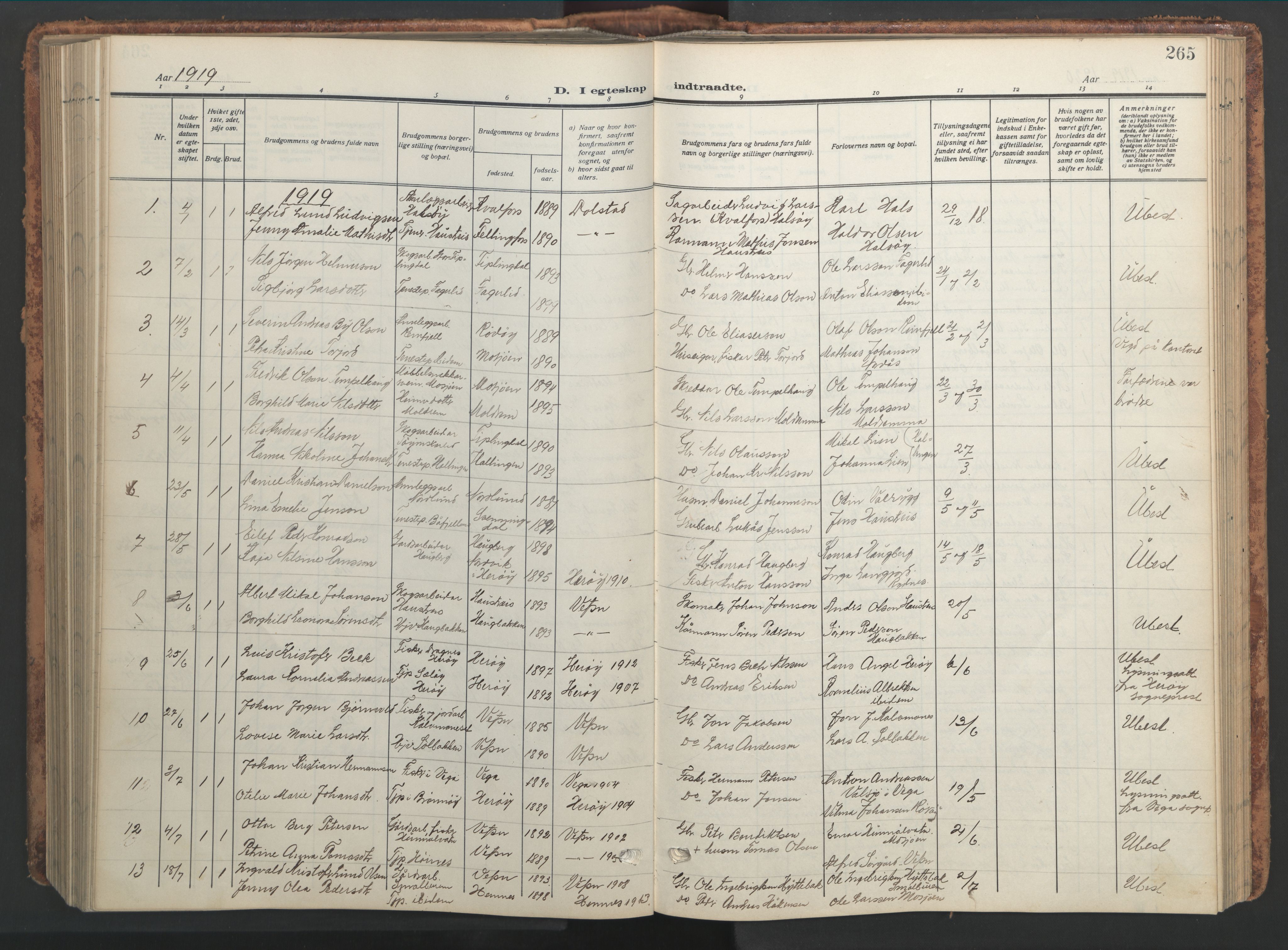 Ministerialprotokoller, klokkerbøker og fødselsregistre - Nordland, AV/SAT-A-1459/820/L0302: Parish register (copy) no. 820C04, 1917-1948, p. 265