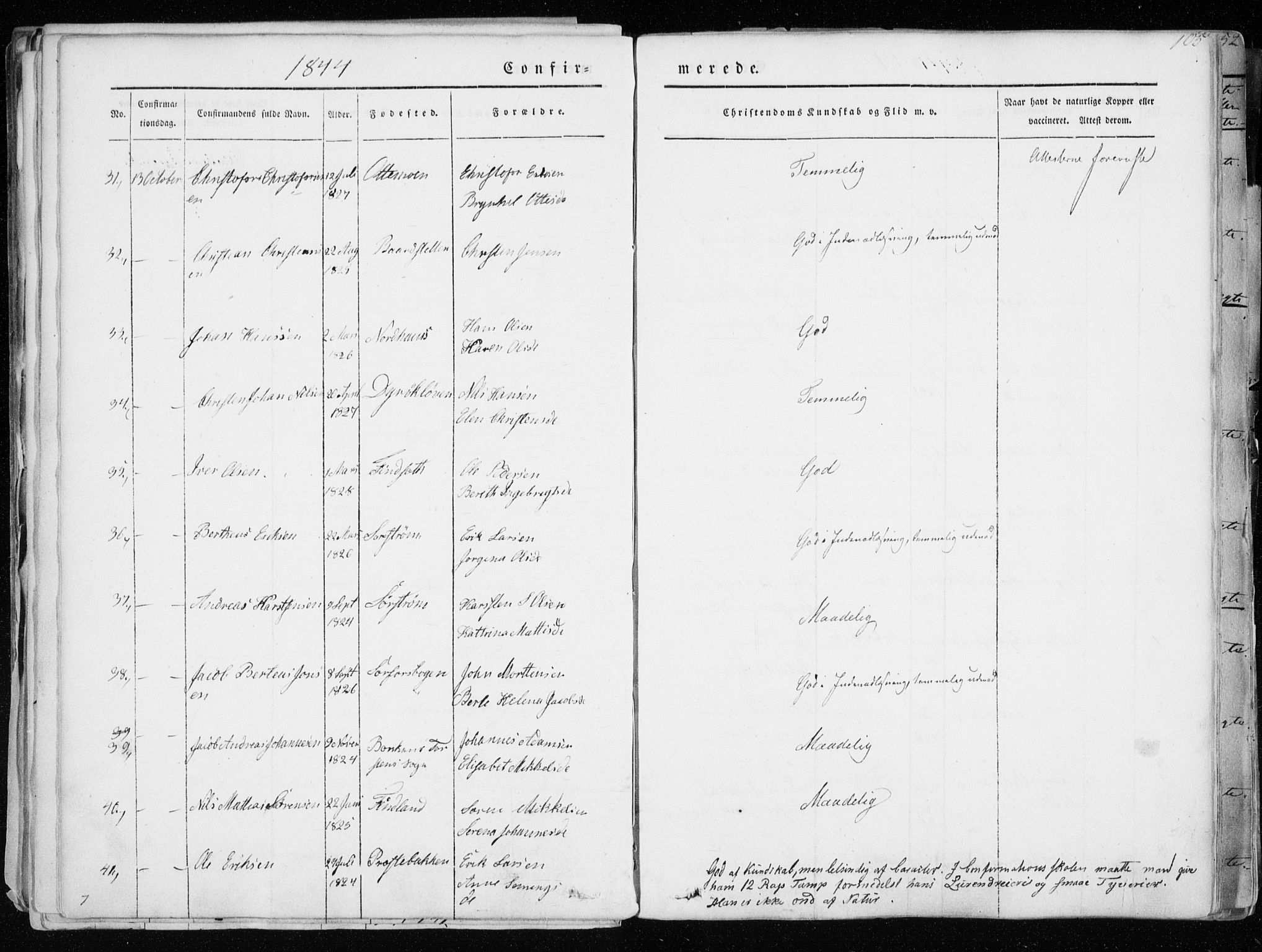 Tranøy sokneprestkontor, AV/SATØ-S-1313/I/Ia/Iaa/L0006kirke: Parish register (official) no. 6, 1844-1855, p. 105