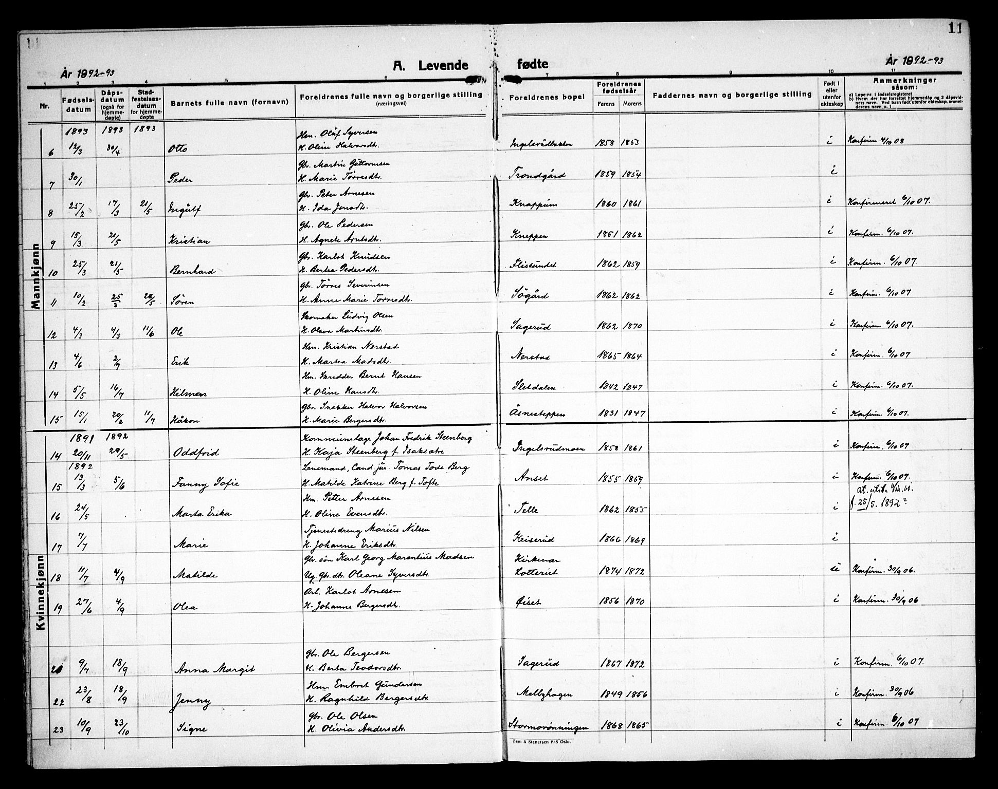 Åsnes prestekontor, AV/SAH-PREST-042/H/Ha/Haa/L0000C: Parish register (official) no. 0A, 1890-1929, p. 11