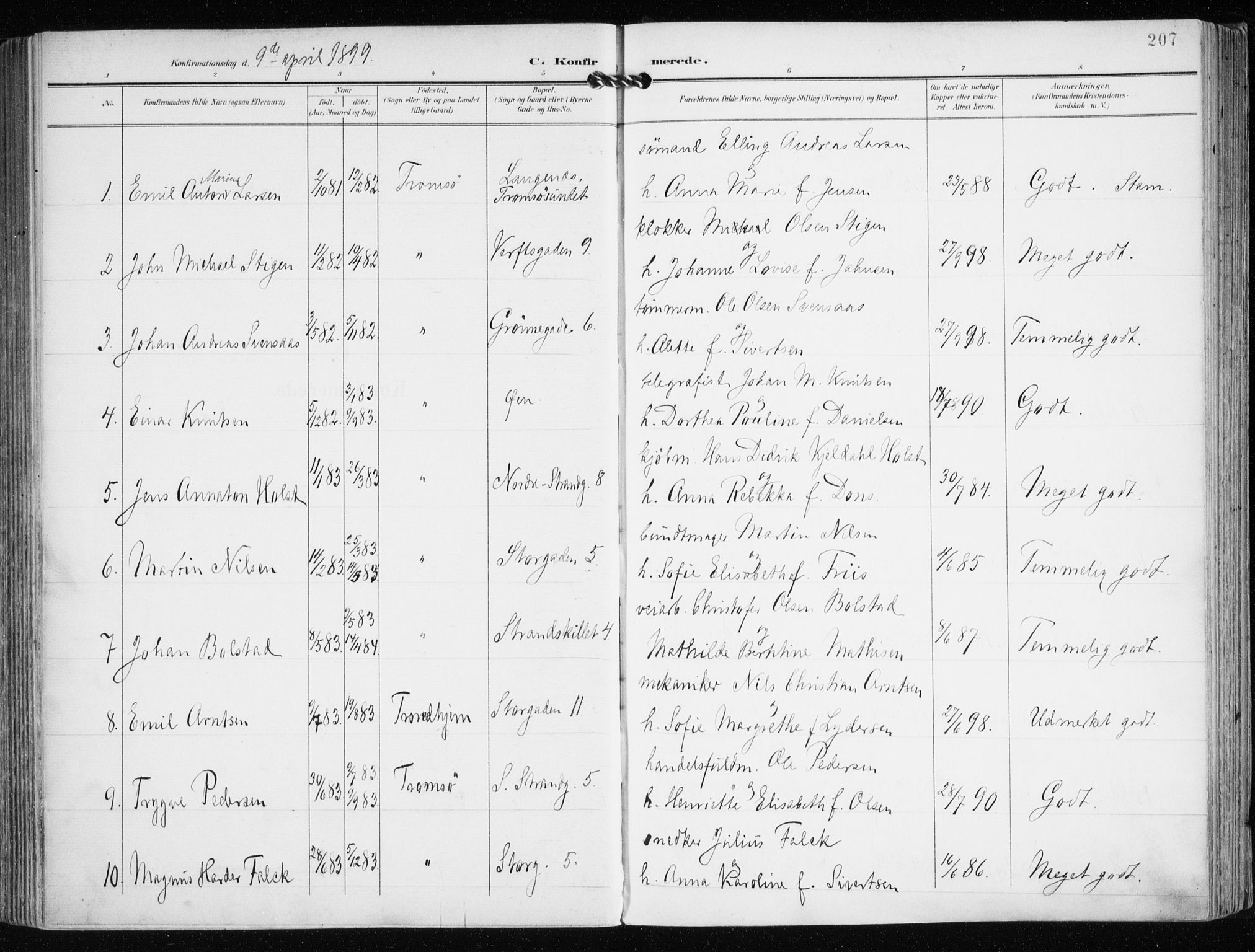 Tromsø sokneprestkontor/stiftsprosti/domprosti, SATØ/S-1343/G/Ga/L0016kirke: Parish register (official) no. 16, 1899-1906, p. 207