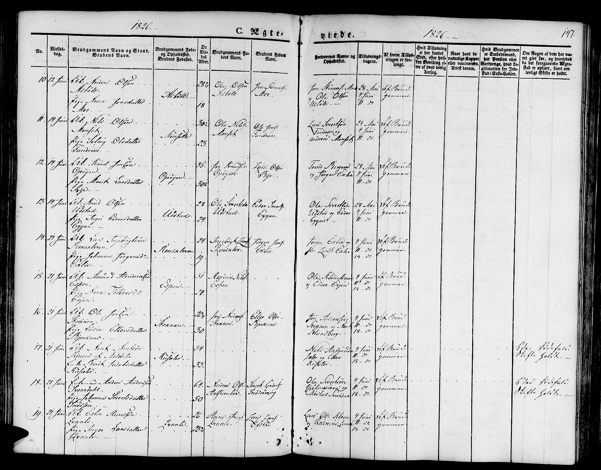 Ministerialprotokoller, klokkerbøker og fødselsregistre - Sør-Trøndelag, SAT/A-1456/668/L0804: Parish register (official) no. 668A04, 1826-1839, p. 147