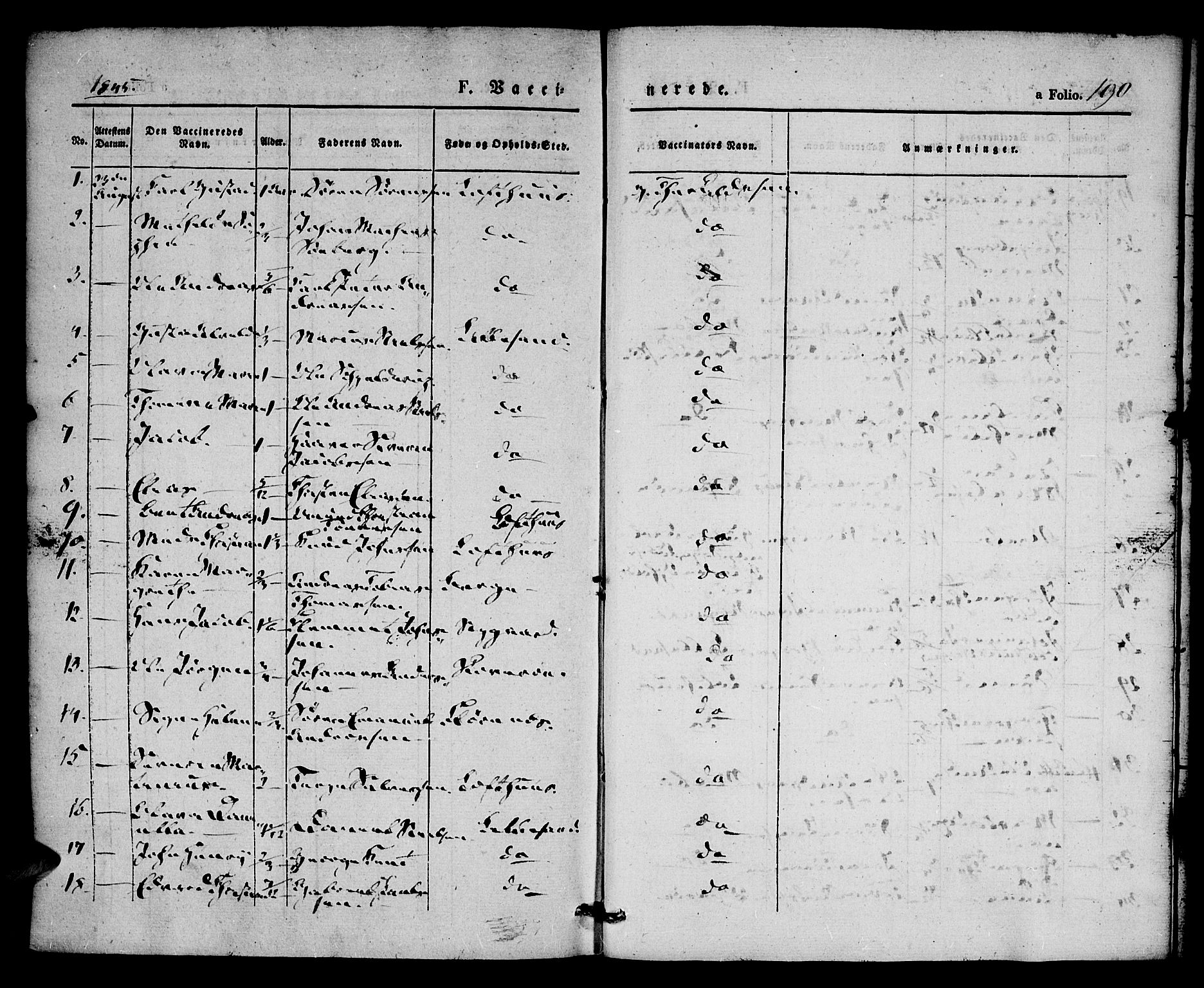 Vestre Moland sokneprestkontor, SAK/1111-0046/F/Fa/Fab/L0005: Parish register (official) no. A 5, 1841-1849, p. 190