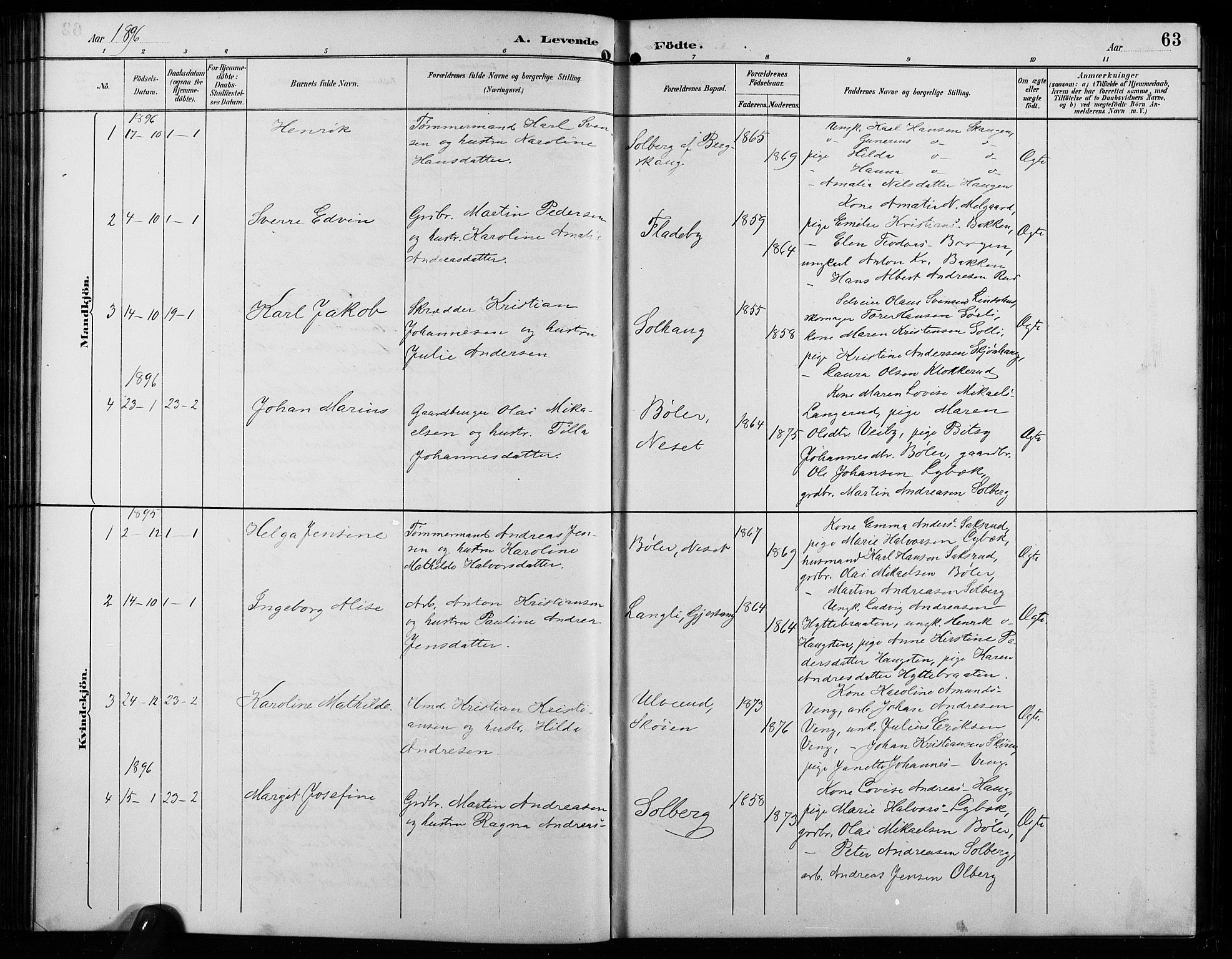 Enebakk prestekontor Kirkebøker, AV/SAO-A-10171c/G/Ga/L0006: Parish register (copy) no. I 6, 1889-1911, p. 63