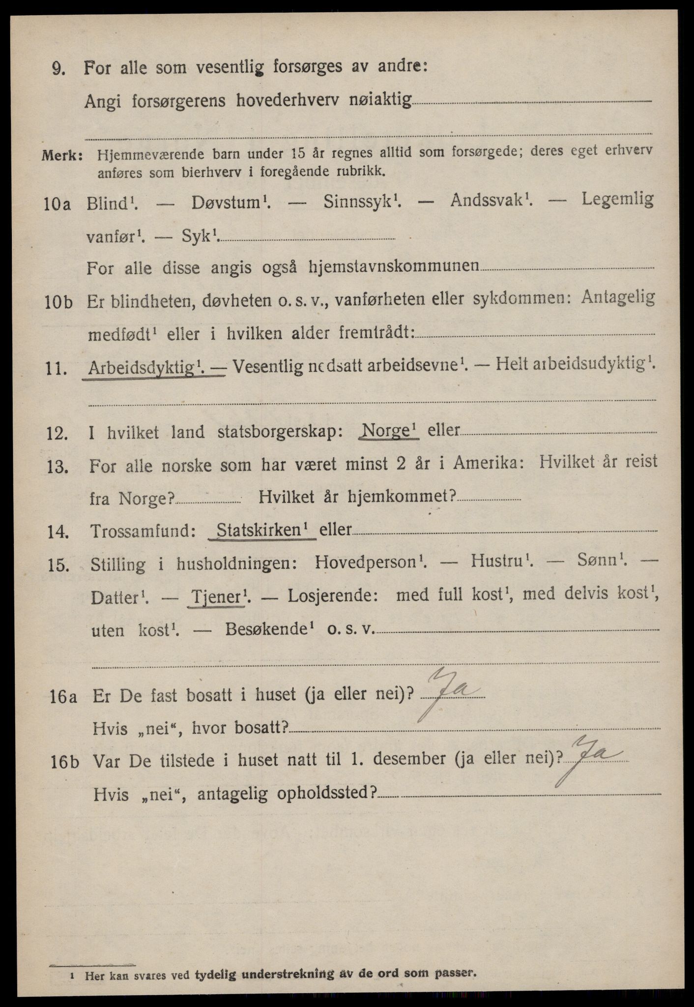 SAT, 1920 census for Tingvoll, 1920, p. 2319