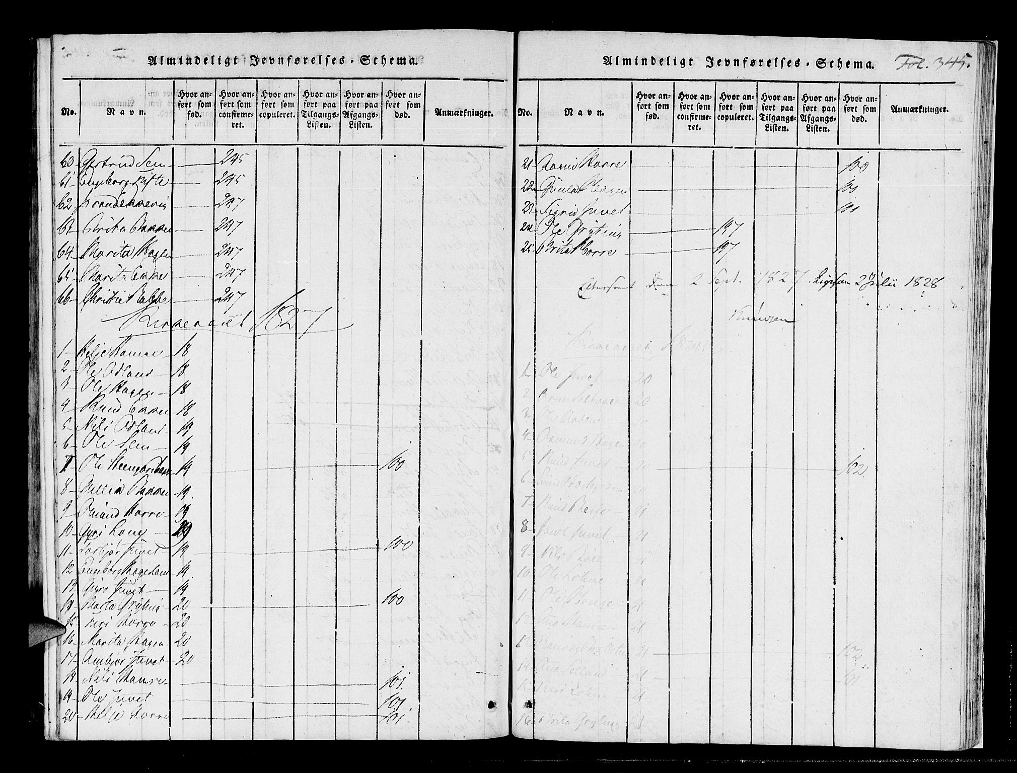Røldal sokneprestembete, SAB/A-100247: Parish register (official) no. A 2, 1817-1856, p. 345