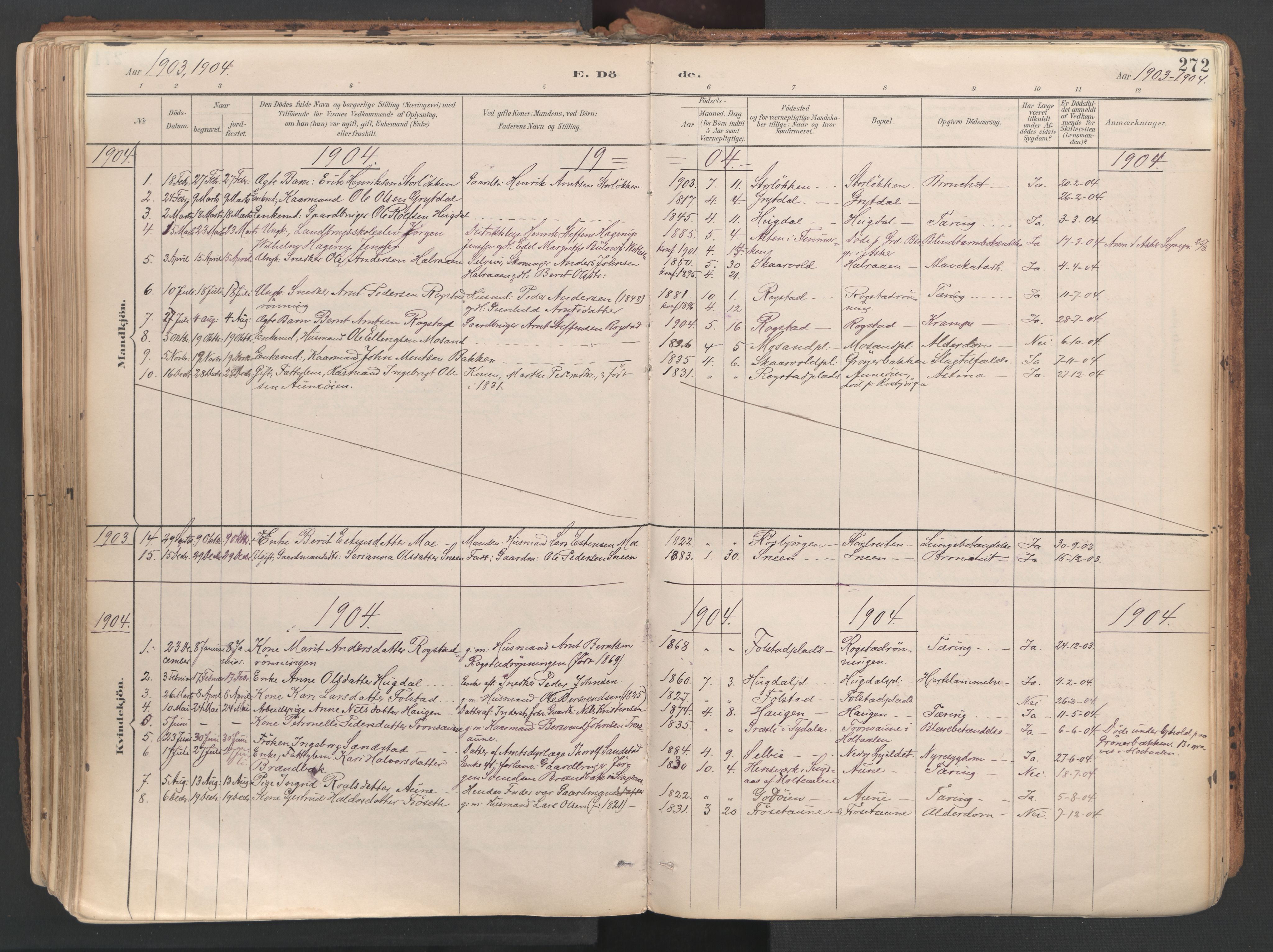 Ministerialprotokoller, klokkerbøker og fødselsregistre - Sør-Trøndelag, SAT/A-1456/687/L1004: Parish register (official) no. 687A10, 1891-1923, p. 272