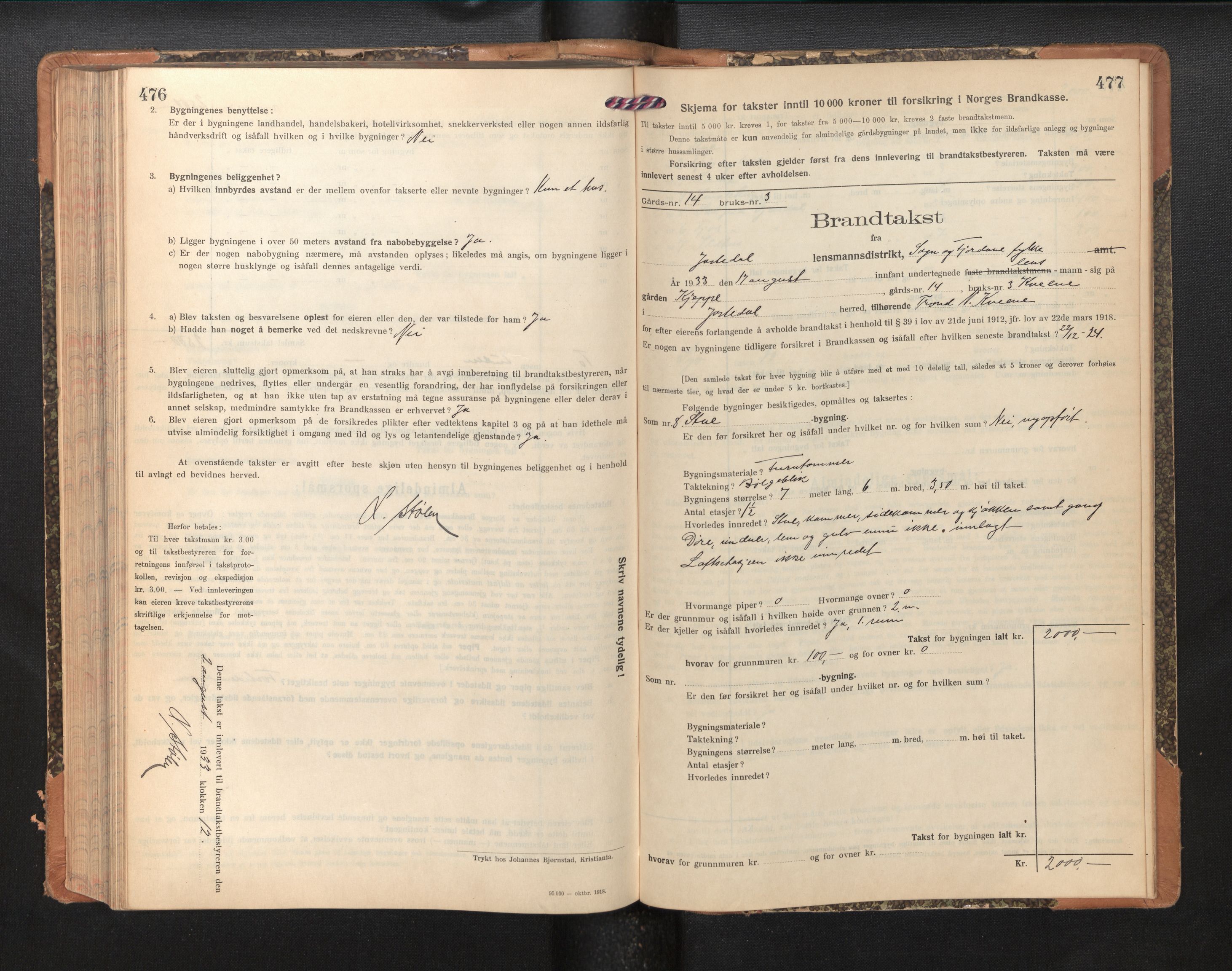 Lensmannen i Jostedal, AV/SAB-A-28601/0012/L0005: Branntakstprotokoll, skjematakst, 1921-1935, p. 476-477