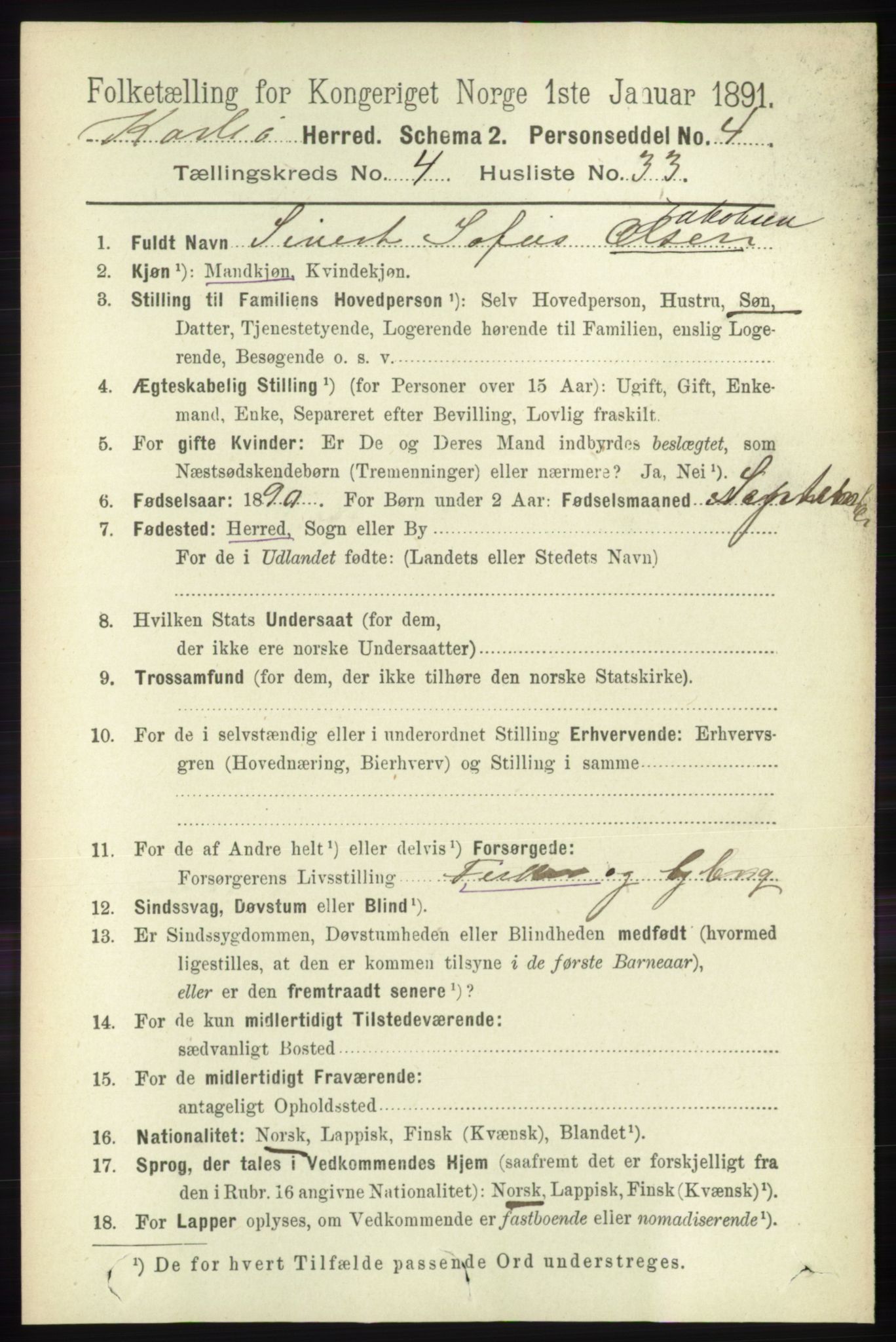 RA, 1891 census for 1936 Karlsøy, 1891, p. 1080