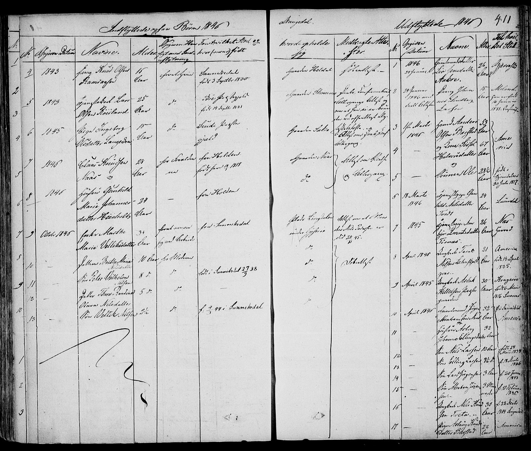 Drangedal kirkebøker, AV/SAKO-A-258/F/Fa/L0007a: Parish register (official) no. 7a, 1837-1856, p. 411