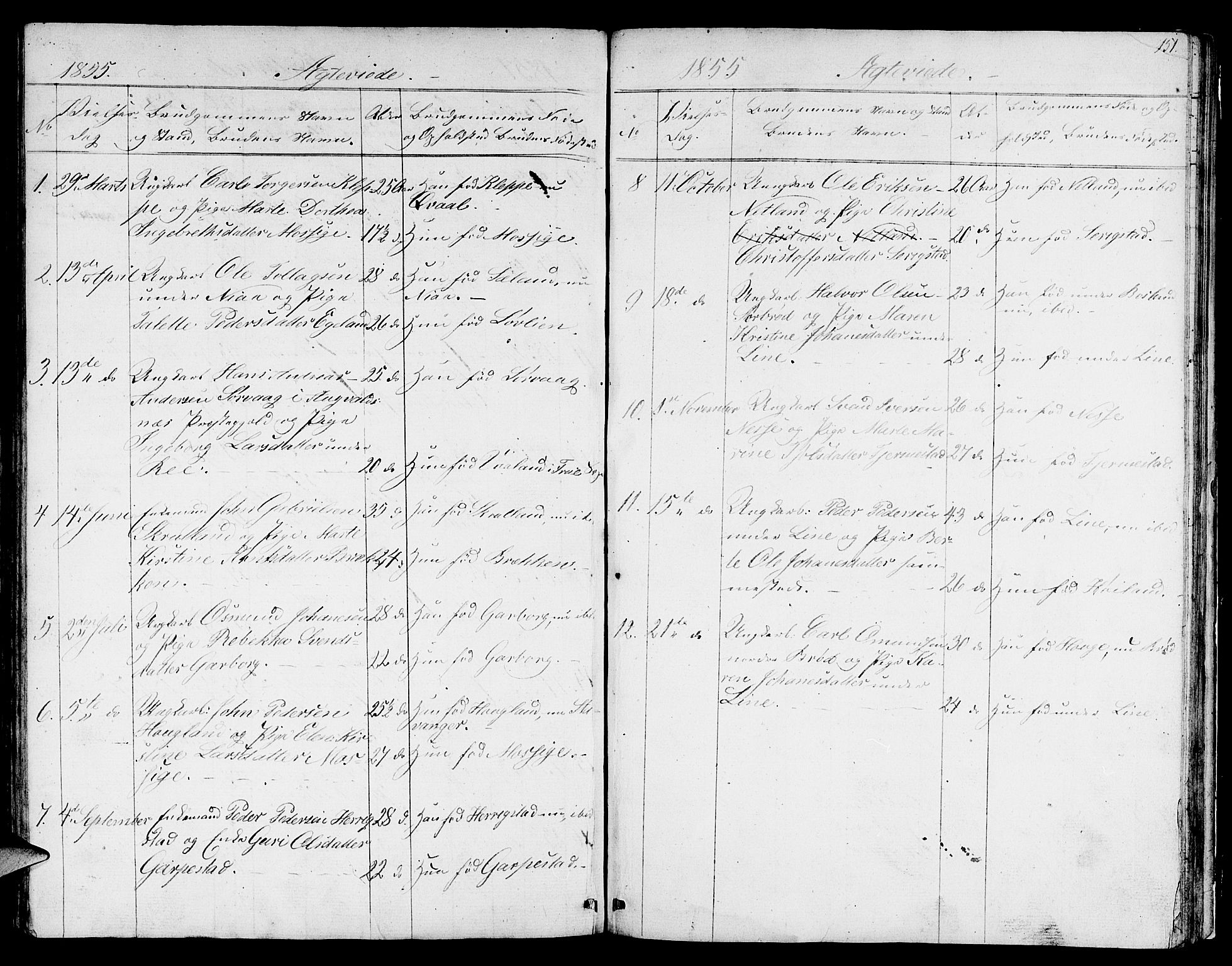 Lye sokneprestkontor, SAST/A-101794/001/30BB/L0002: Parish register (copy) no. B 2, 1852-1867, p. 151