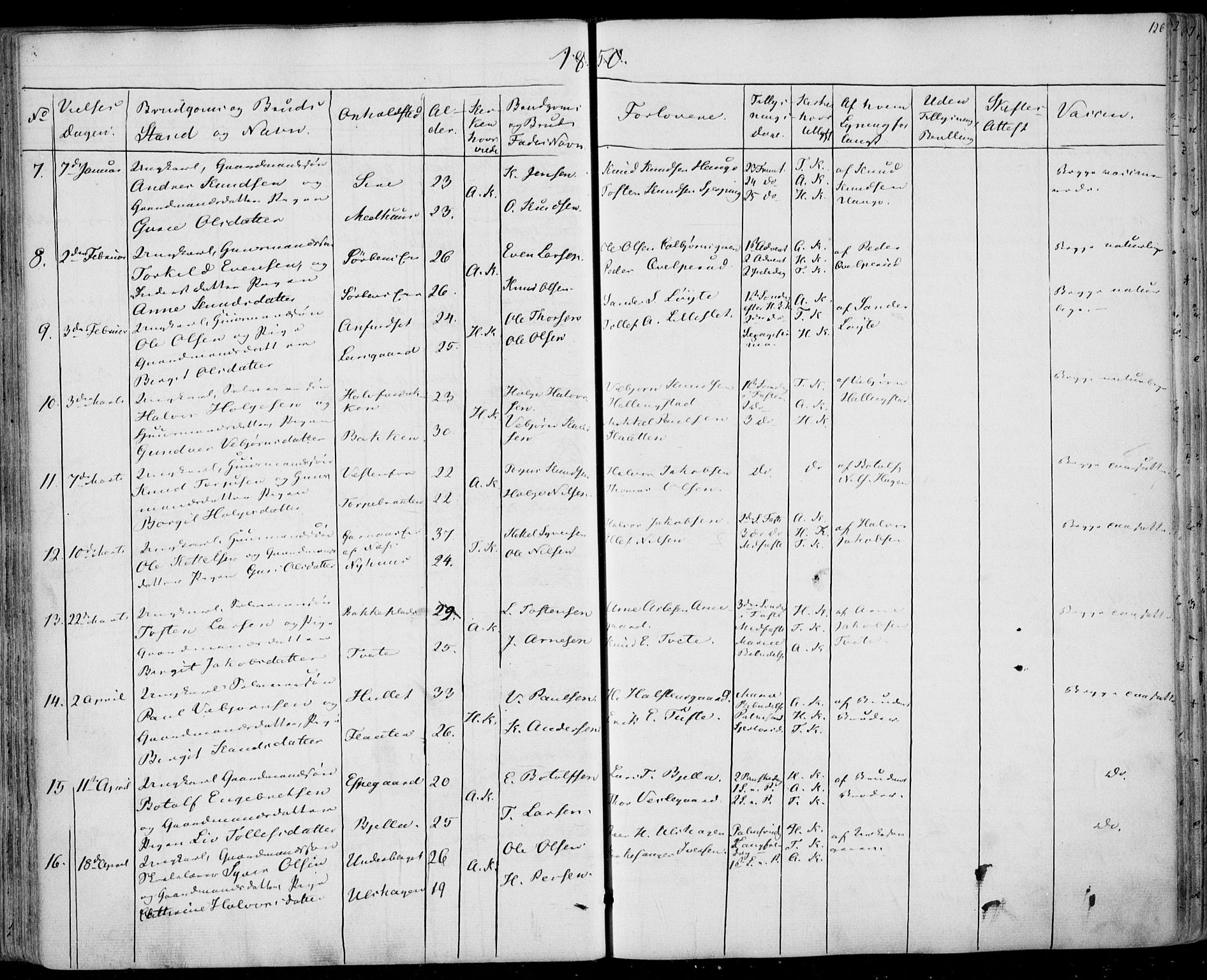 Ål kirkebøker, AV/SAKO-A-249/F/Fa/L0006: Parish register (official) no. I 6, 1849-1864, p. 126