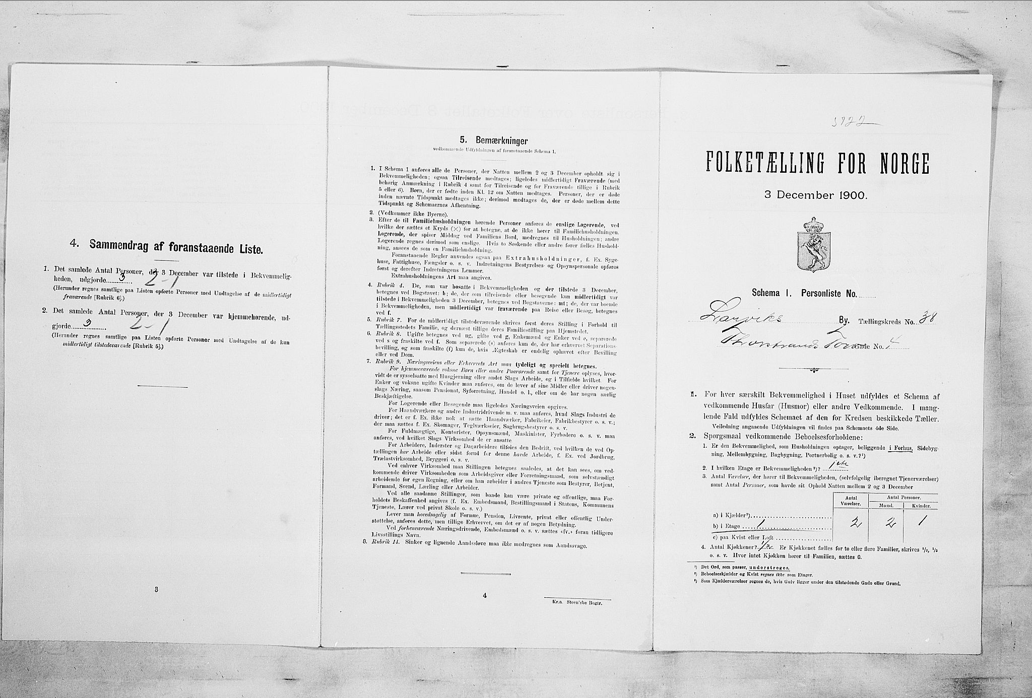 RA, 1900 census for Larvik, 1900, p. 5116