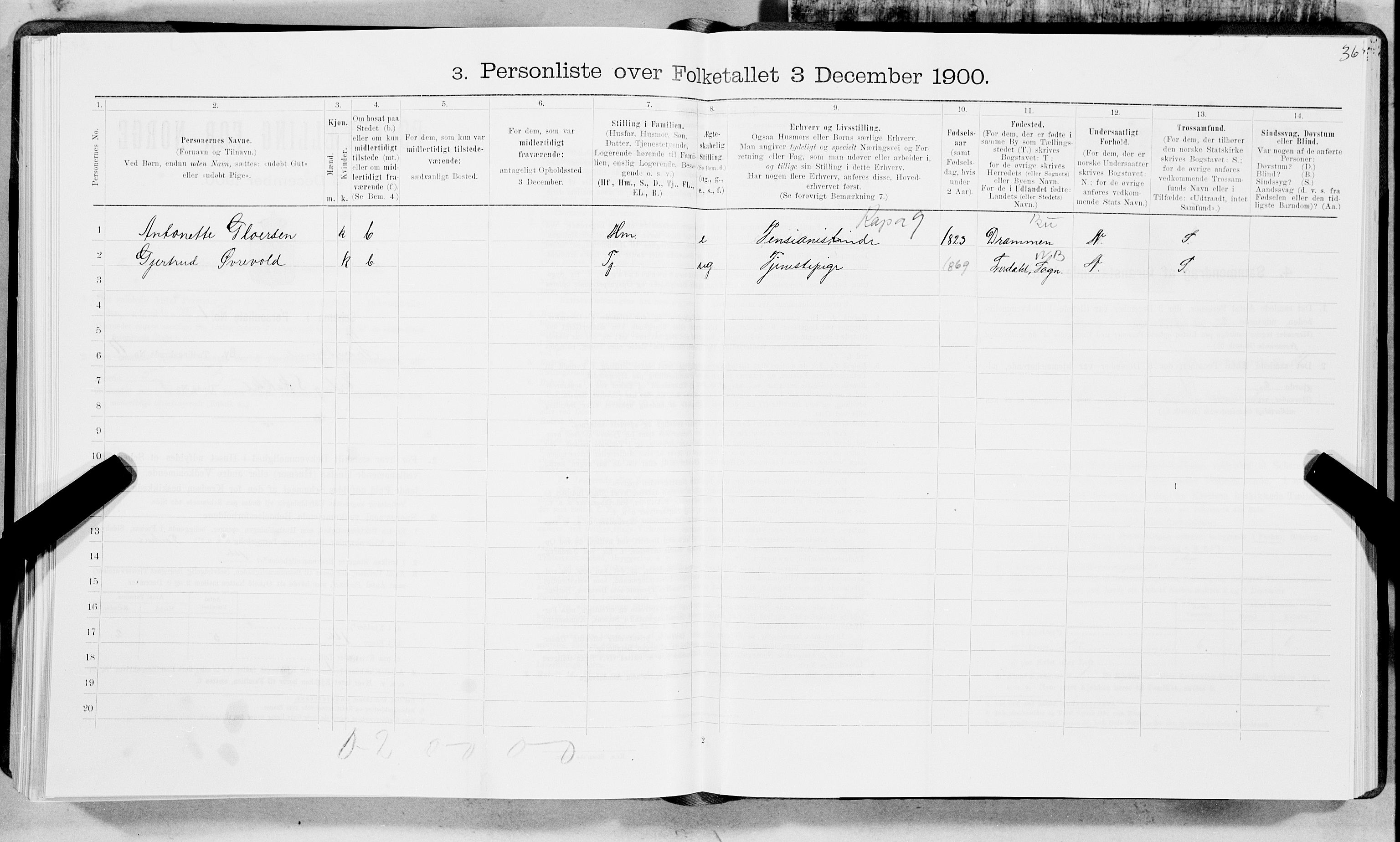 SAT, 1900 census for Trondheim, 1900, p. 1849