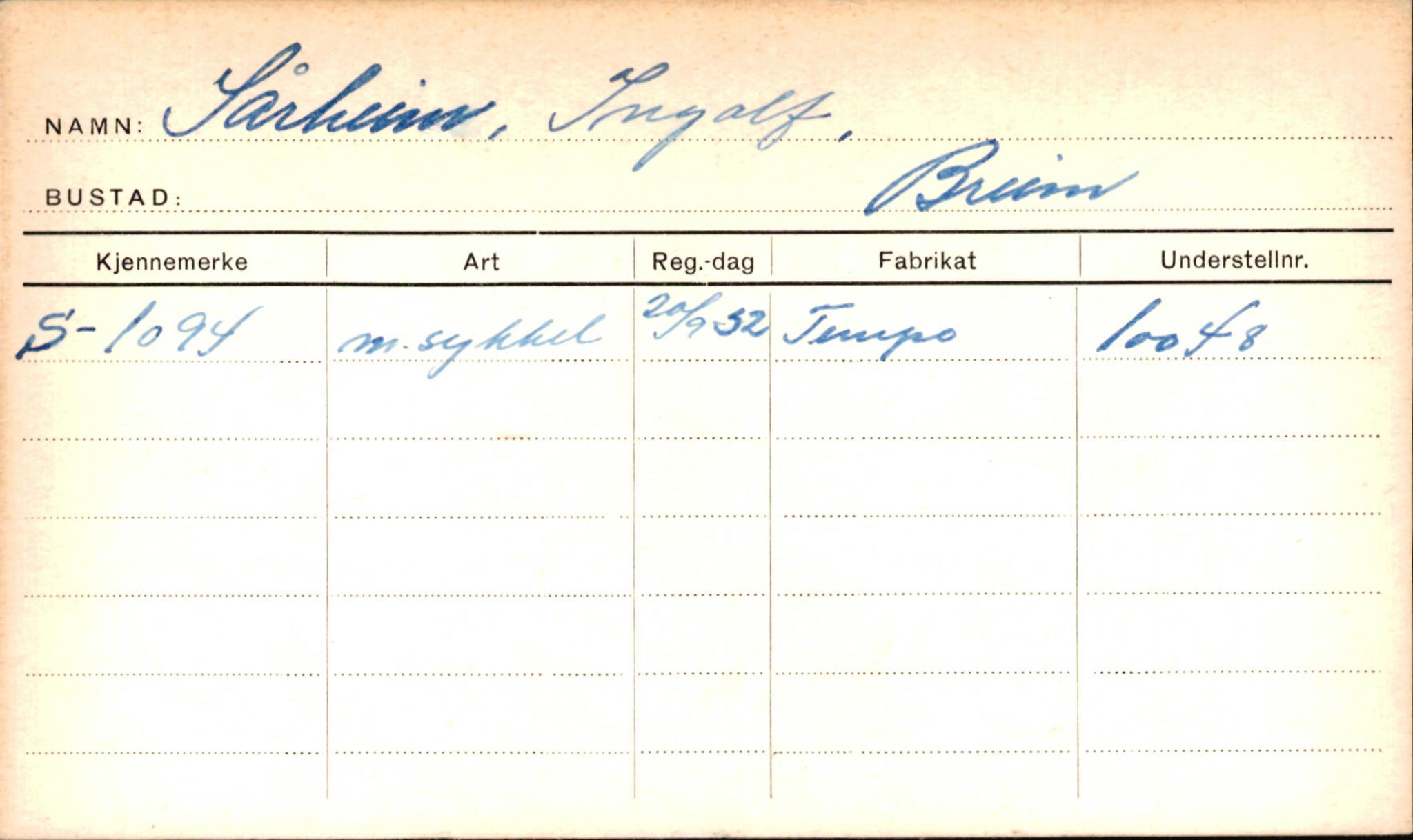 Statens vegvesen, Sogn og Fjordane vegkontor, AV/SAB-A-5301/4/F/L0002: Eigarregister Fjordane til 1.6.1961, 1930-1961, p. 109