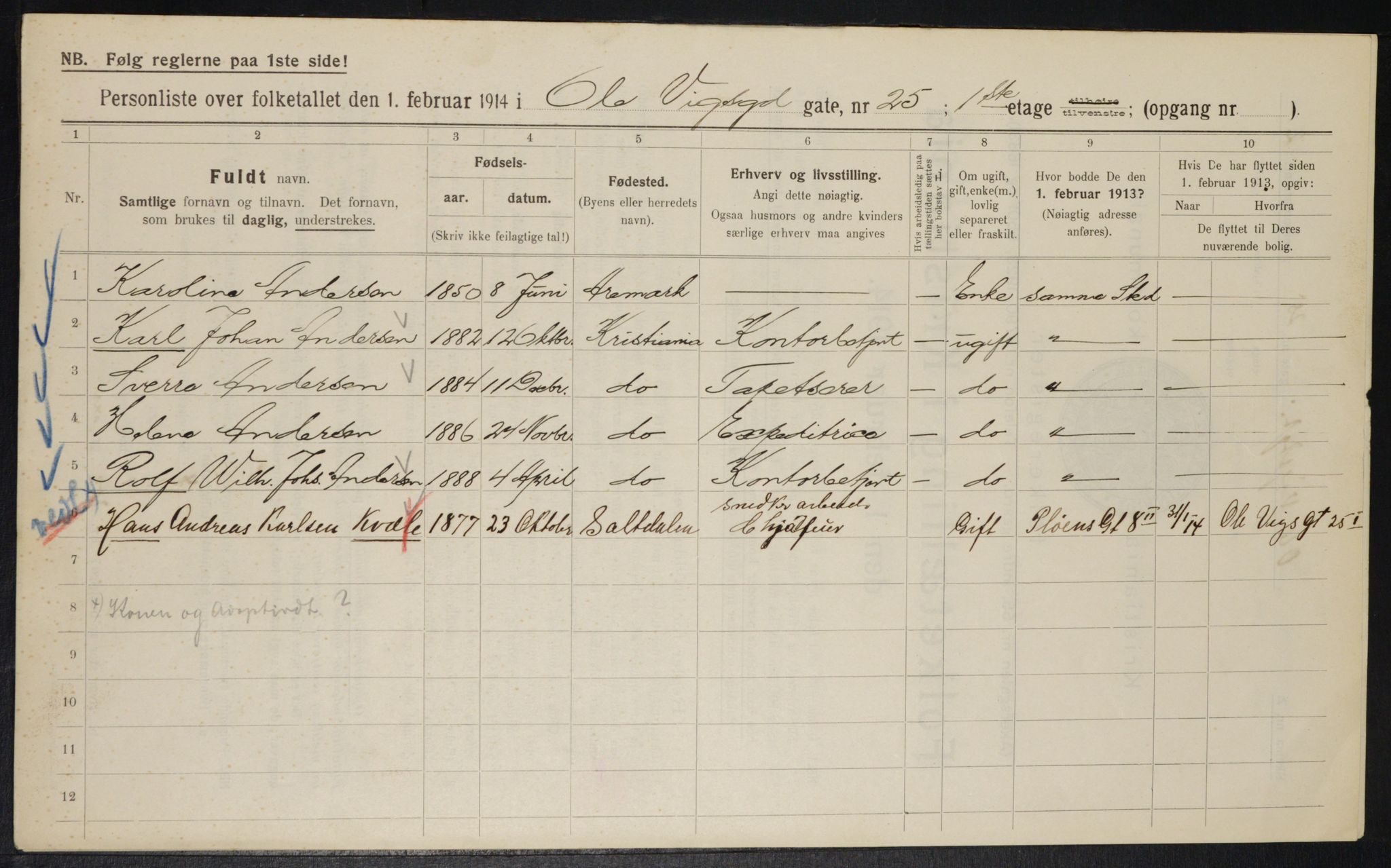 OBA, Municipal Census 1914 for Kristiania, 1914, p. 75766