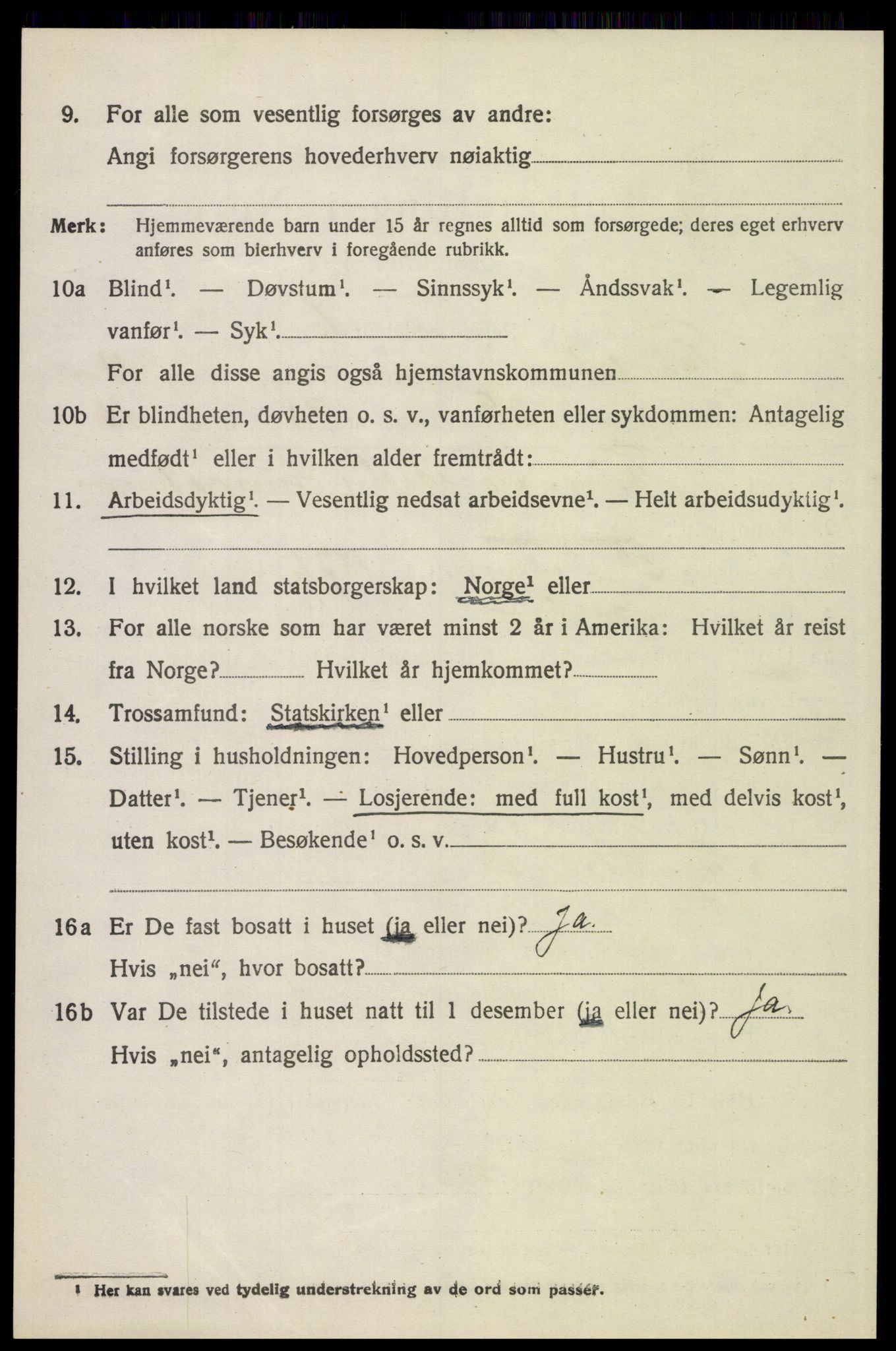 SAH, 1920 census for Tynset, 1920, p. 8299