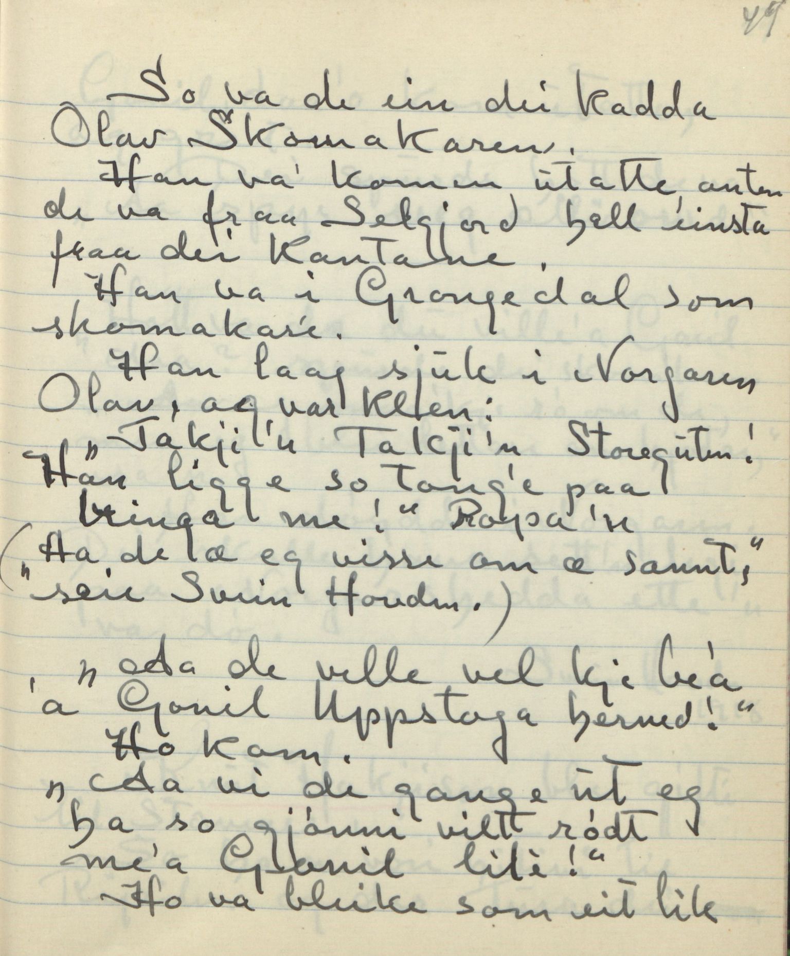 Rikard Berge, TEMU/TGM-A-1003/F/L0018/0023: 600-656 / 622 Gamalt fraa Vinje,  Øyst. Vesaas VIII, 1918-1921, p. 49