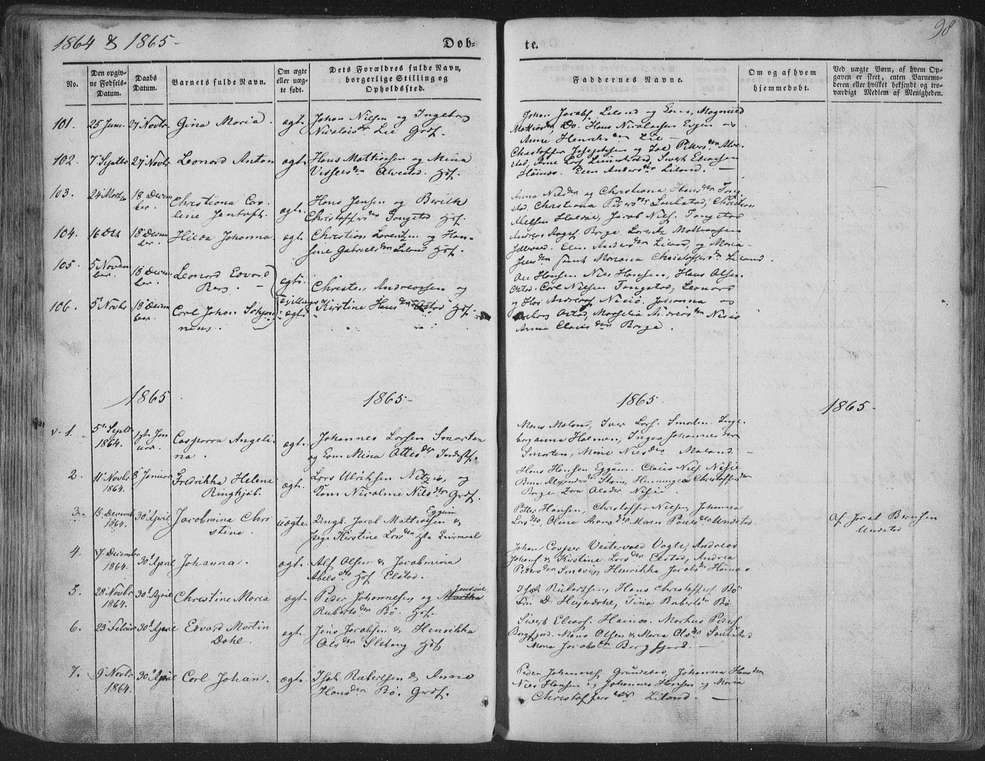 Ministerialprotokoller, klokkerbøker og fødselsregistre - Nordland, SAT/A-1459/880/L1131: Parish register (official) no. 880A05, 1844-1868, p. 98