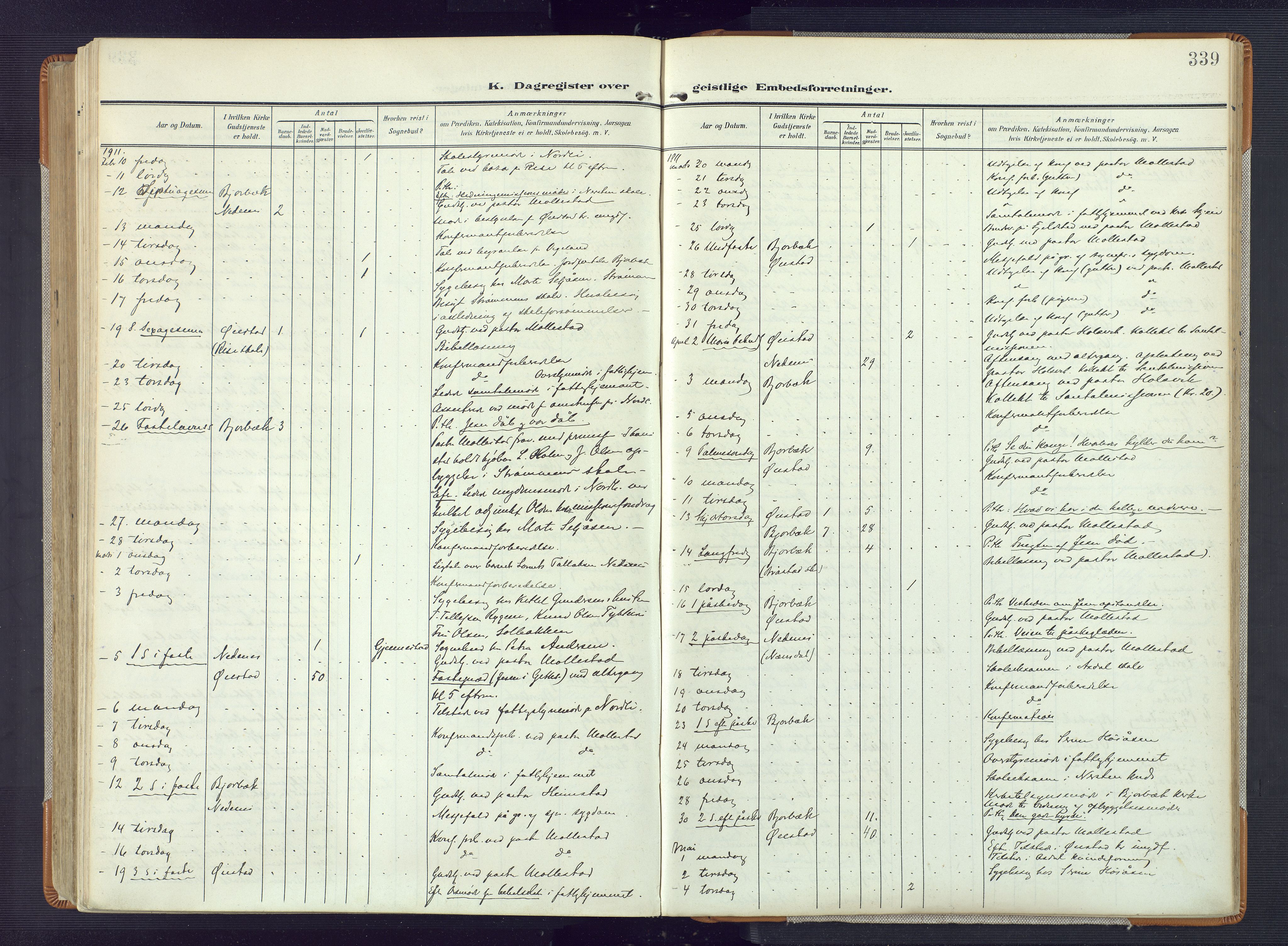 Øyestad sokneprestkontor, AV/SAK-1111-0049/F/Fa/L0019: Parish register (official) no. A 19, 1908-1922, p. 339