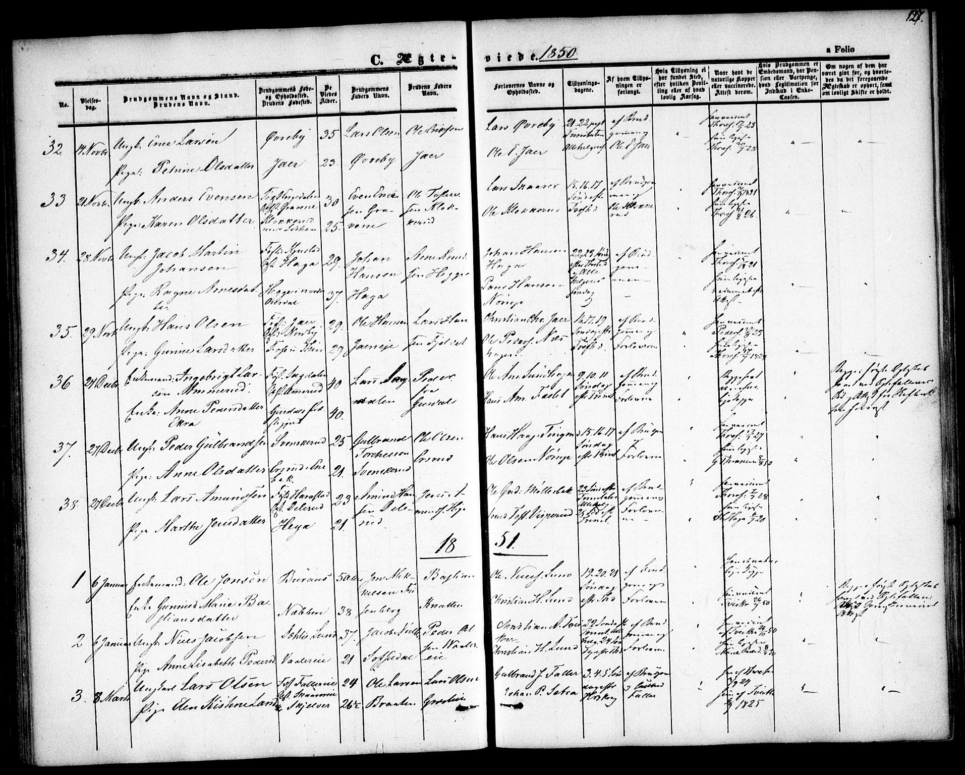 Fet prestekontor Kirkebøker, AV/SAO-A-10370a/F/Fa/L0010: Parish register (official) no. I 10, 1847-1859, p. 127