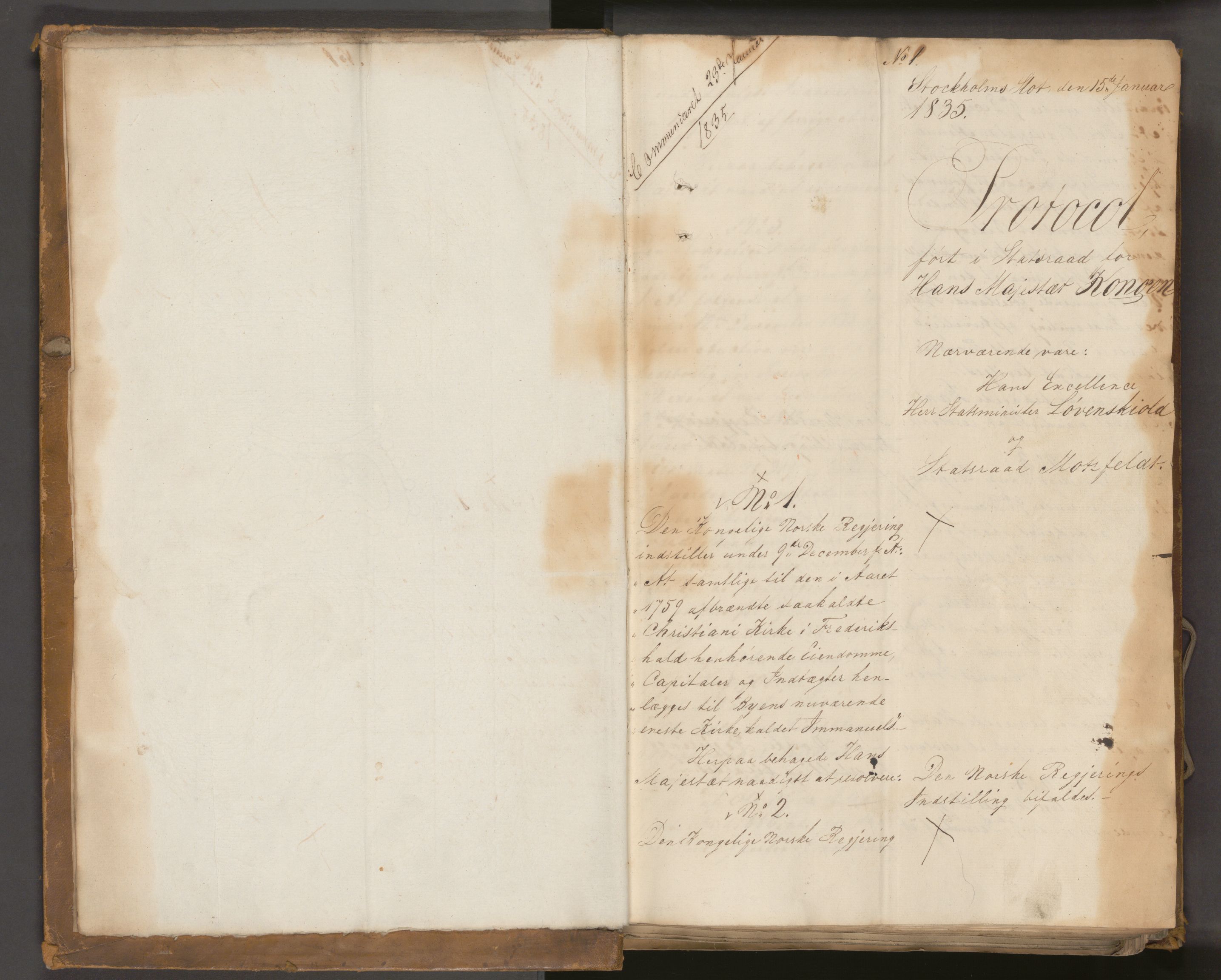 Statsrådssekretariatet, AV/RA-S-1001/A/Ab/L0040: Kgl. res. nr. 1-568, 1. halvår, 1835