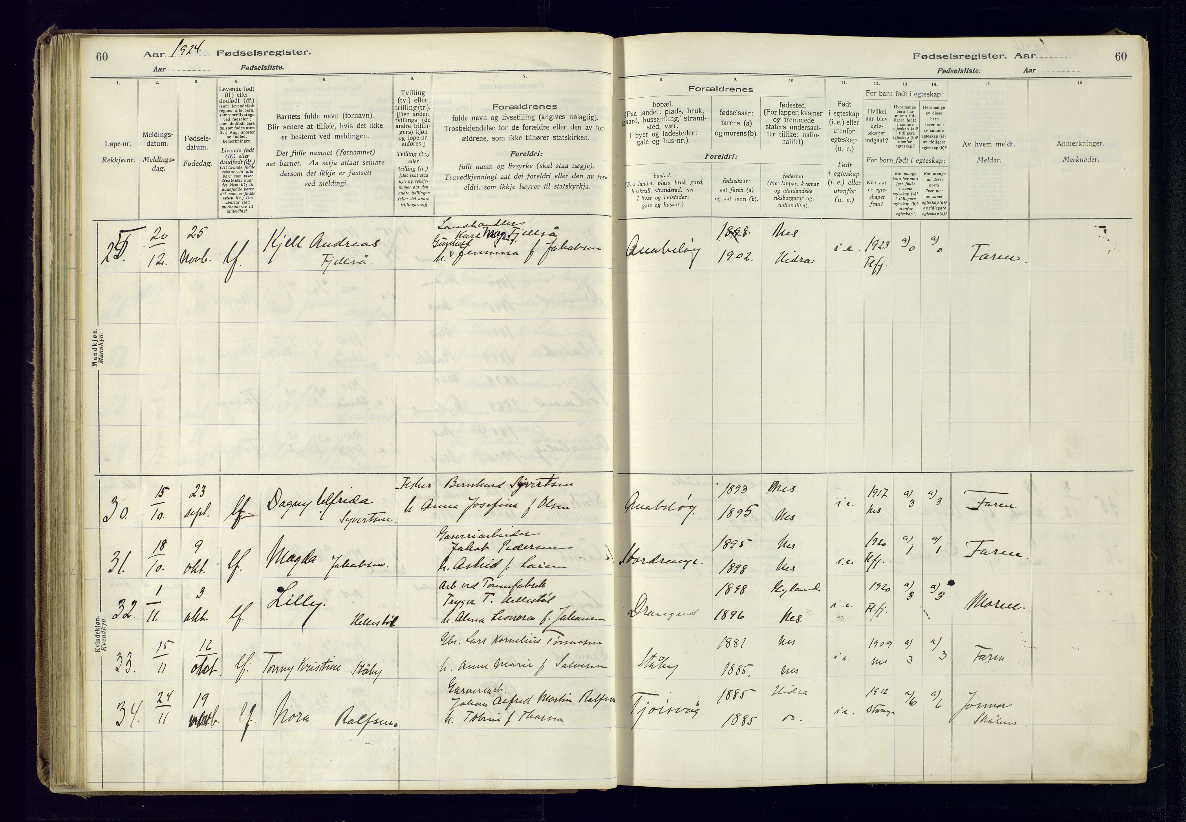 Flekkefjord sokneprestkontor, AV/SAK-1111-0012/J/Ja/L0005: Birth register no. 5, 1916-1950, p. 60