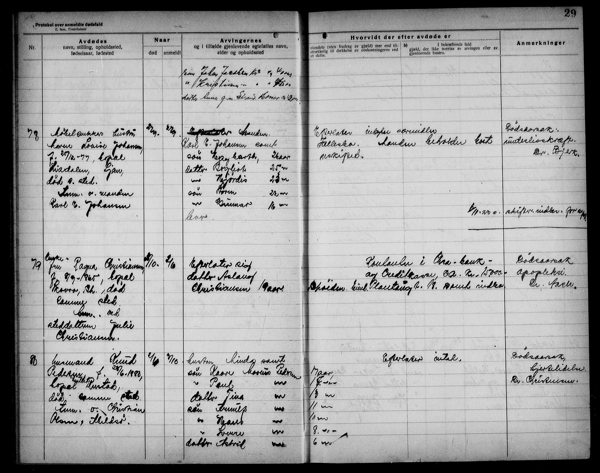 Aker kriminaldommer, skifte- og auksjonsforvalterembete, AV/SAO-A-10452/H/Hb/Hba/Hbad/L0001: Dødsfallsprotokoll for Nordstrand, 1922-1929, p. 29