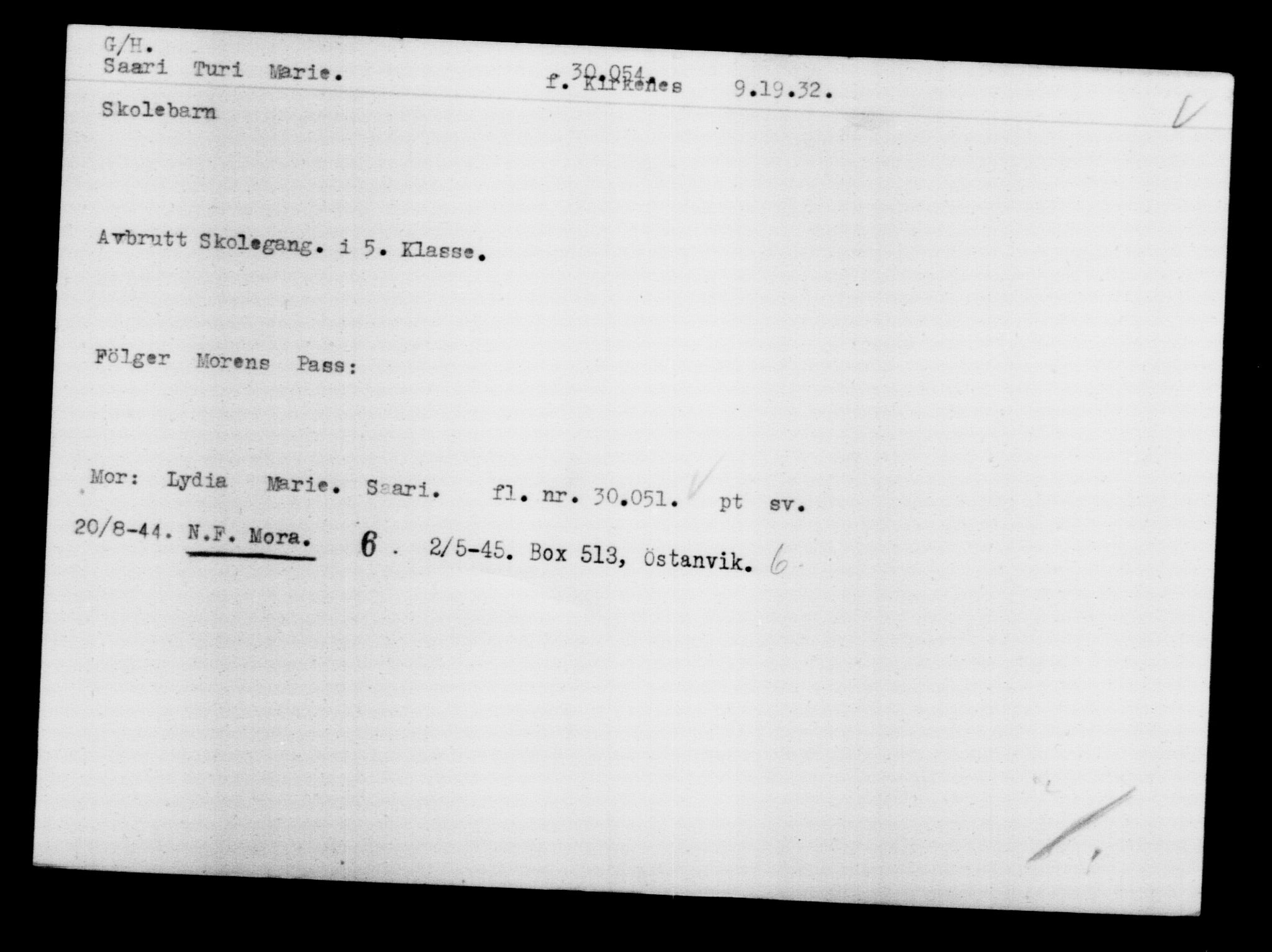 Den Kgl. Norske Legasjons Flyktningskontor, RA/S-6753/V/Va/L0012: Kjesäterkartoteket.  Flyktningenr. 28300-31566, 1940-1945, p. 1936