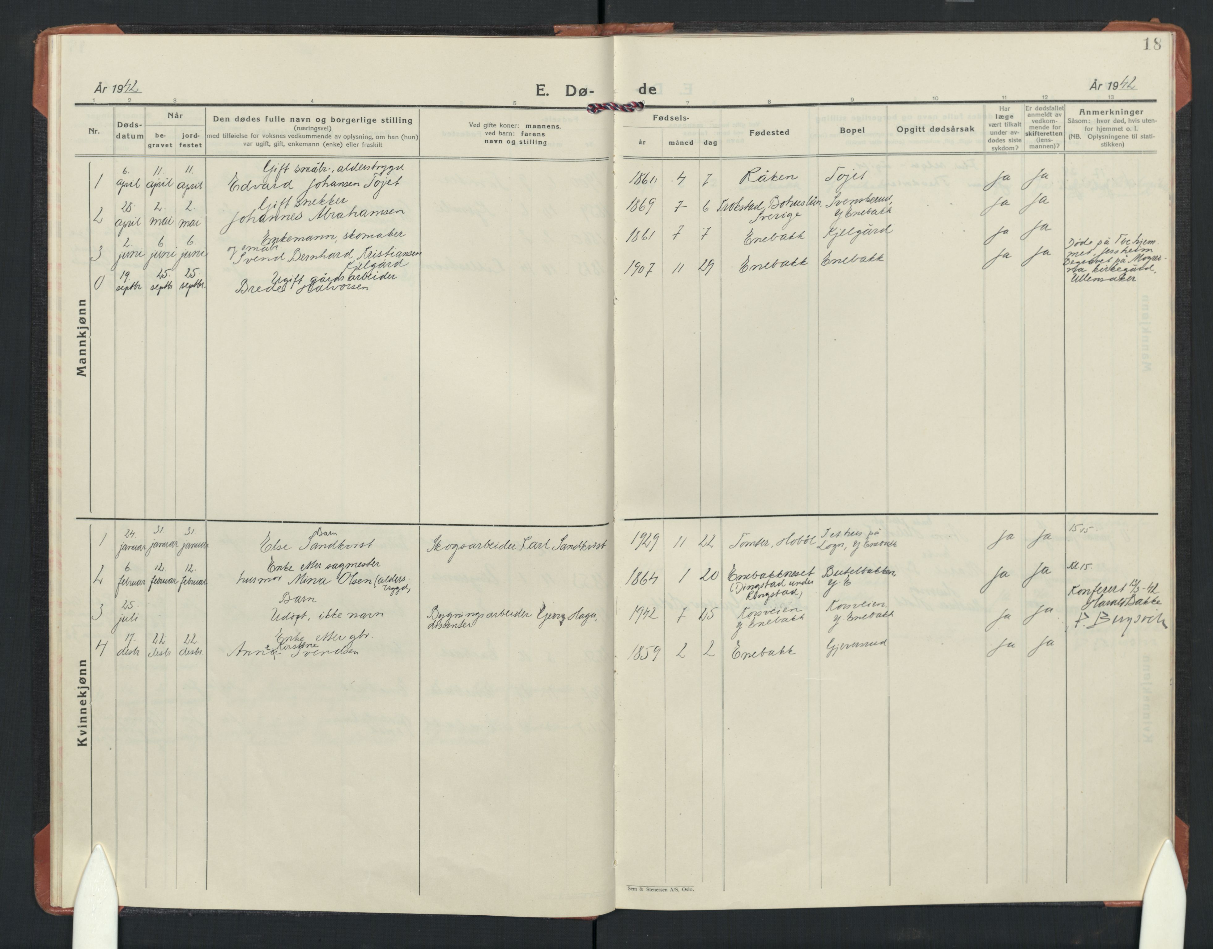 Enebakk prestekontor Kirkebøker, SAO/A-10171c/F/Fb/L0005: Parish register (official) no. II 5, 1926-1952, p. 18