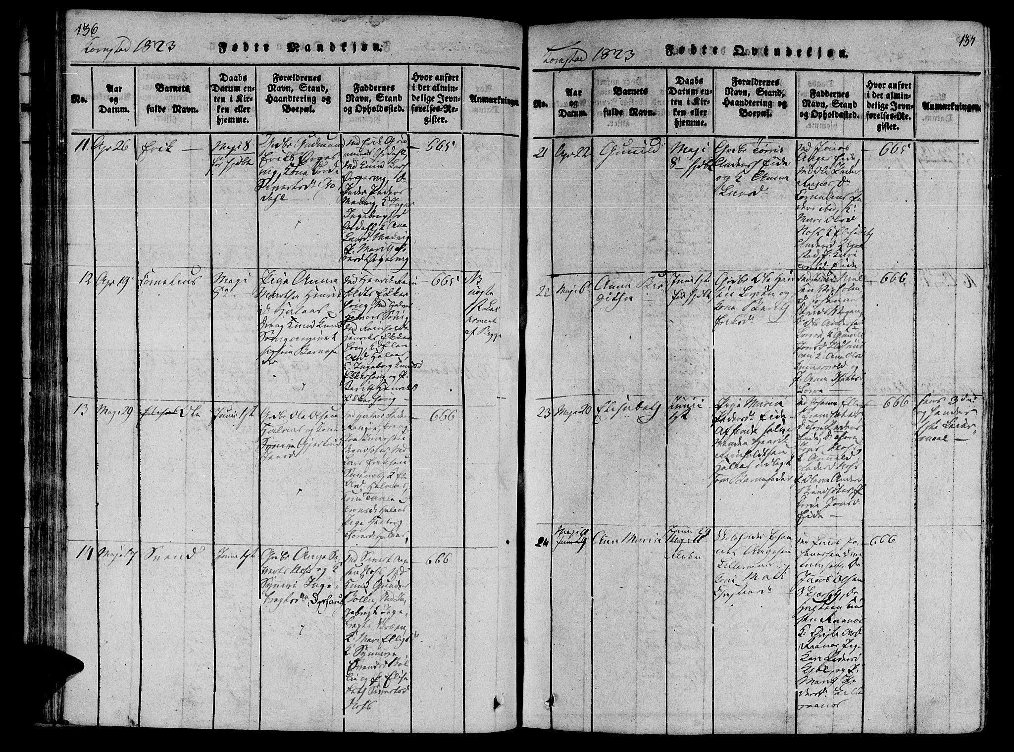 Ministerialprotokoller, klokkerbøker og fødselsregistre - Møre og Romsdal, AV/SAT-A-1454/568/L0800: Parish register (official) no. 568A09 /3, 1820-1830, p. 136-137