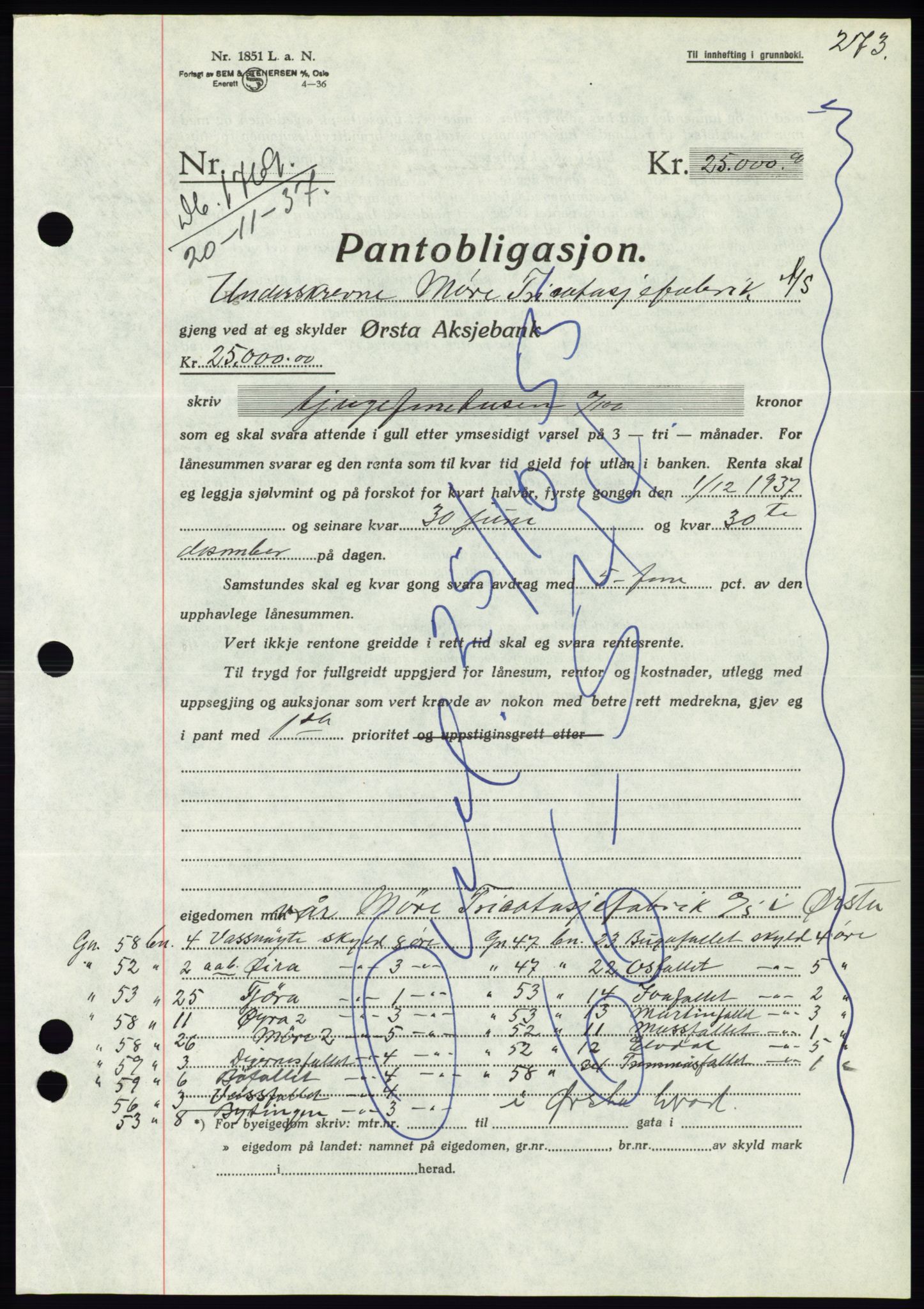 Søre Sunnmøre sorenskriveri, AV/SAT-A-4122/1/2/2C/L0064: Mortgage book no. 58, 1937-1938, Diary no: : 1769/1937