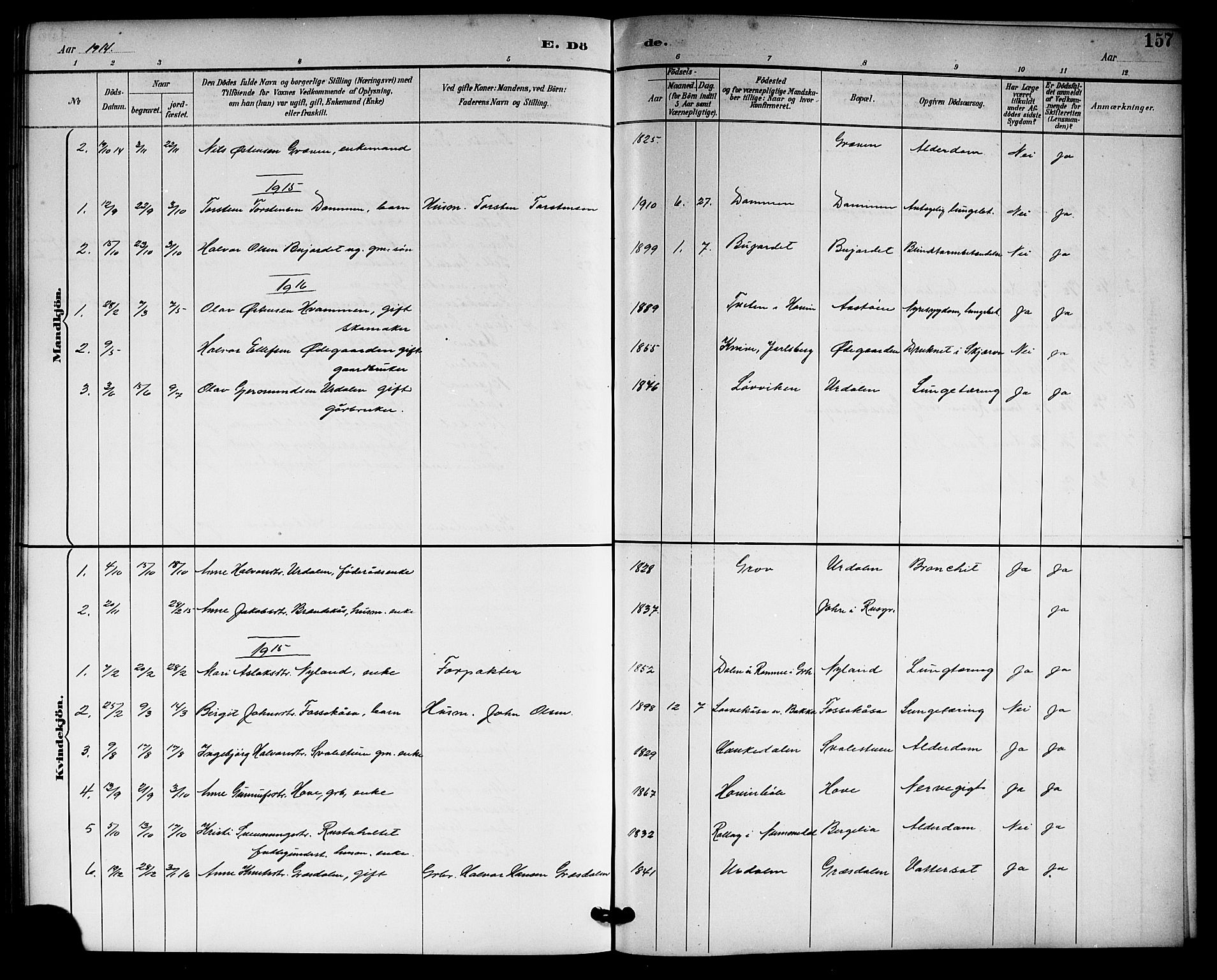 Gransherad kirkebøker, SAKO/A-267/G/Gb/L0003: Parish register (copy) no. II 3, 1887-1921, p. 157