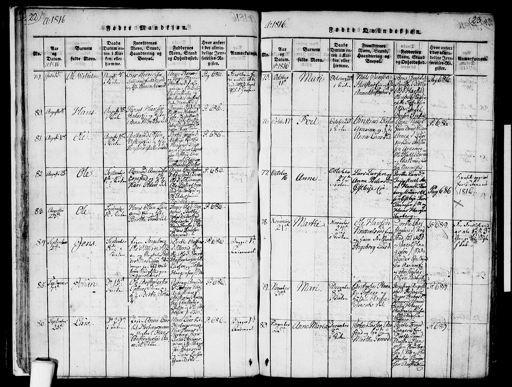 Nannestad prestekontor Kirkebøker, AV/SAO-A-10414a/F/Fa/L0009: Parish register (official) no. I 9, 1815-1840, p. 22-23