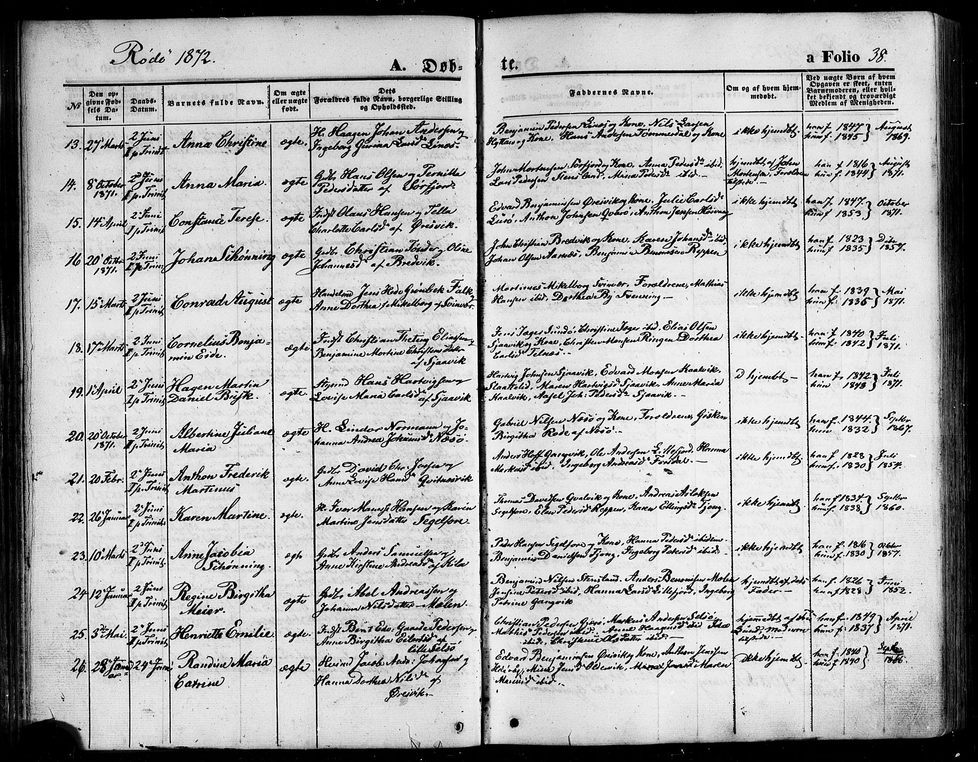 Ministerialprotokoller, klokkerbøker og fødselsregistre - Nordland, SAT/A-1459/841/L0606: Parish register (official) no. 841A10, 1860-1877, p. 38